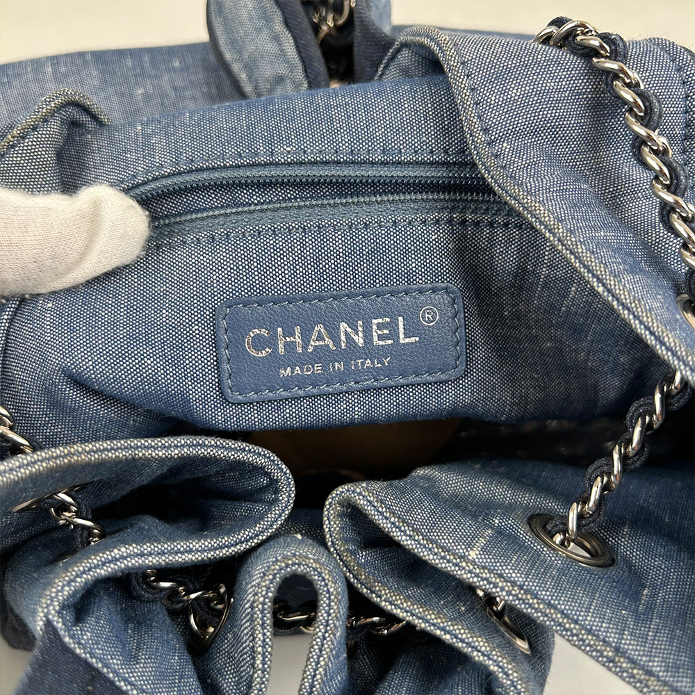 Chanel Blue Quilted Denim Medallion Backpack 2-Way 19 Series