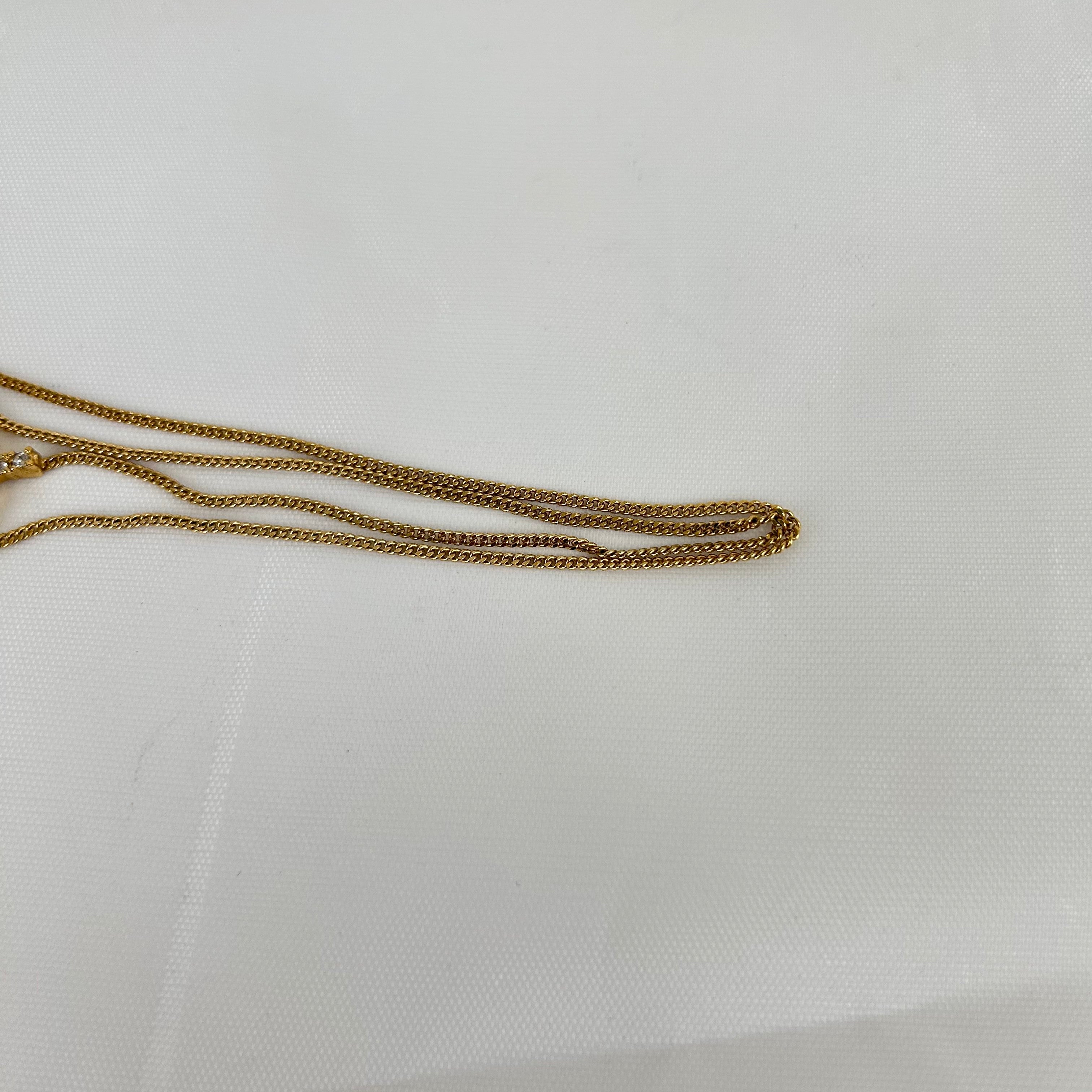 クリスチャン・ディオール Ribbon Motif ネックレス ゴールド カラー GP Rhinestone Pendant ヴィンテージ Jewelry