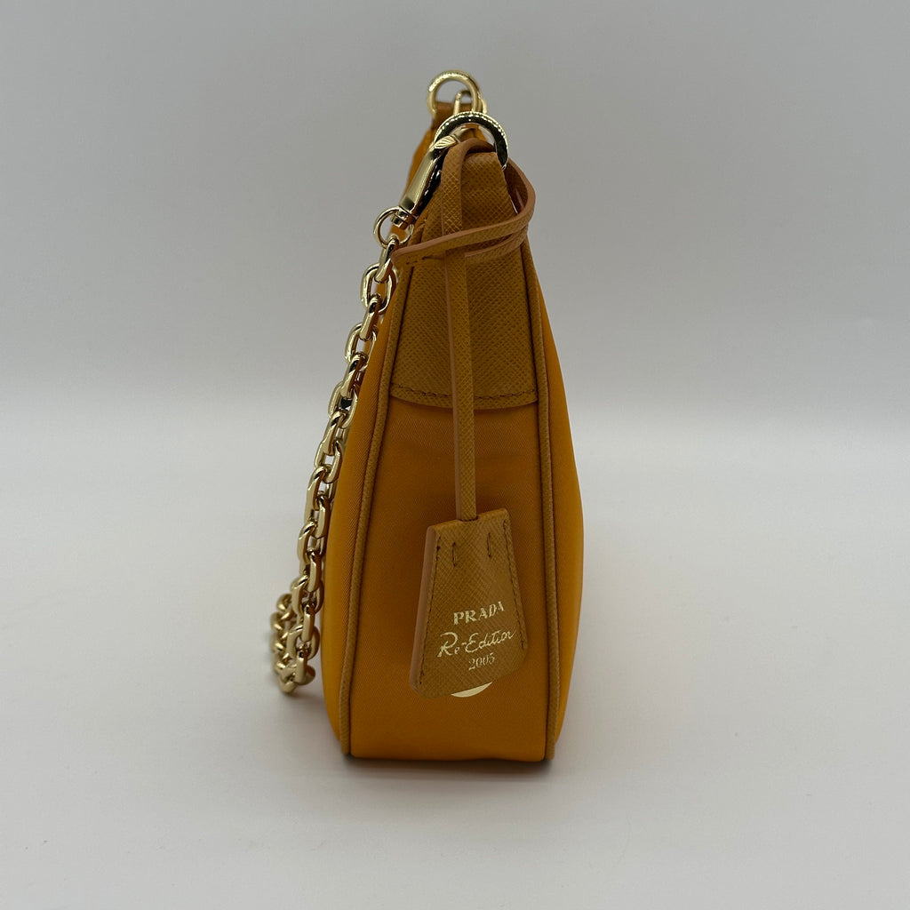 Prada Tessuto Nylon & Leather 2 Way Shoulder Bag Orange