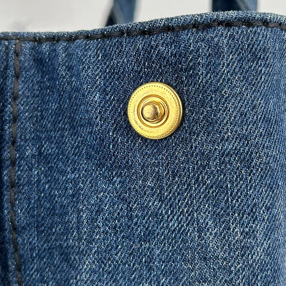 Prada Classic Denim Beach Tote Bag Large Capacity Handbag