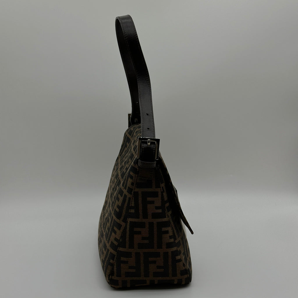 Fendi Zucca Canvas Baguette Medium Brown Shoulder Bag