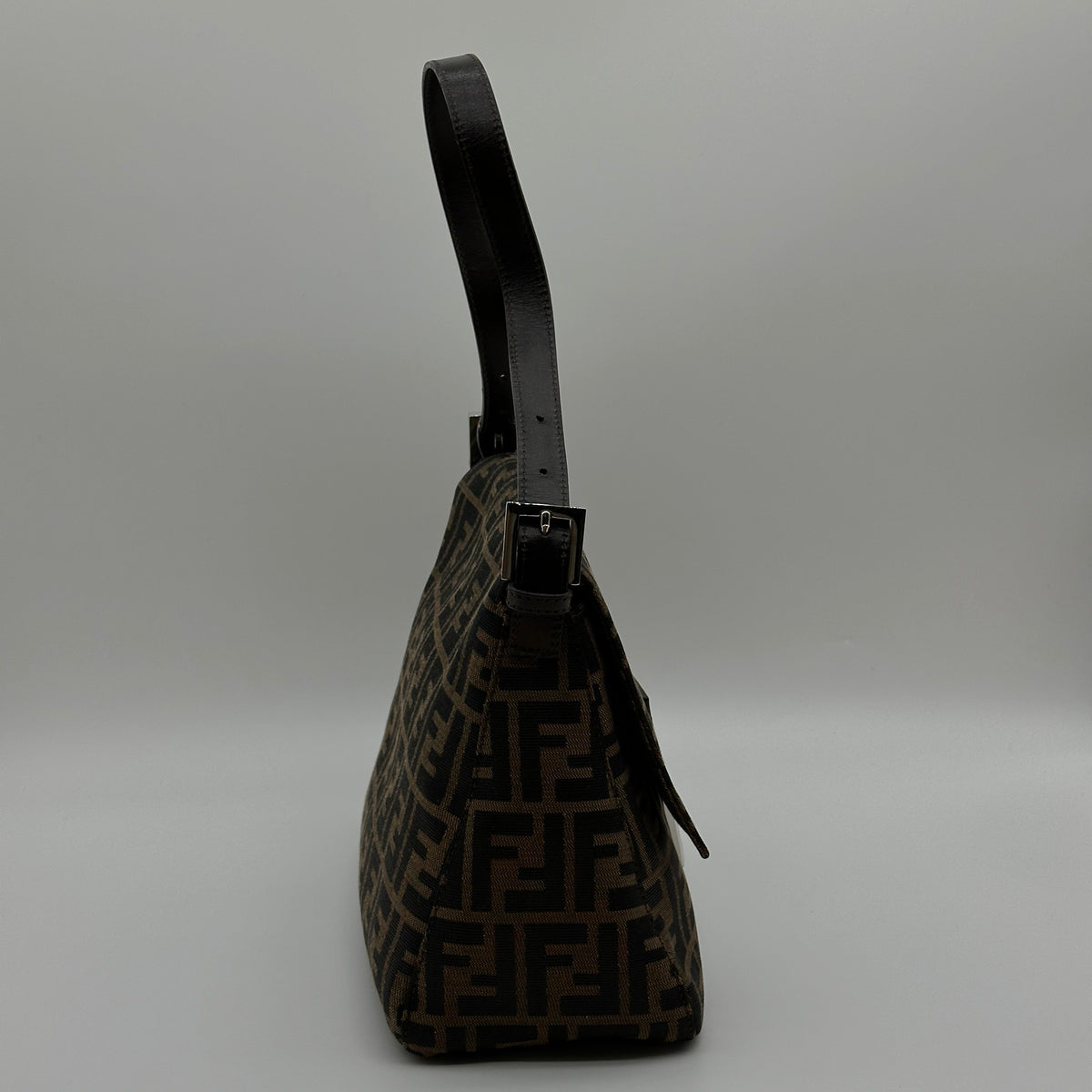 Fendi Zucca Canvas Baguette Medium Brown Shoulder Bag