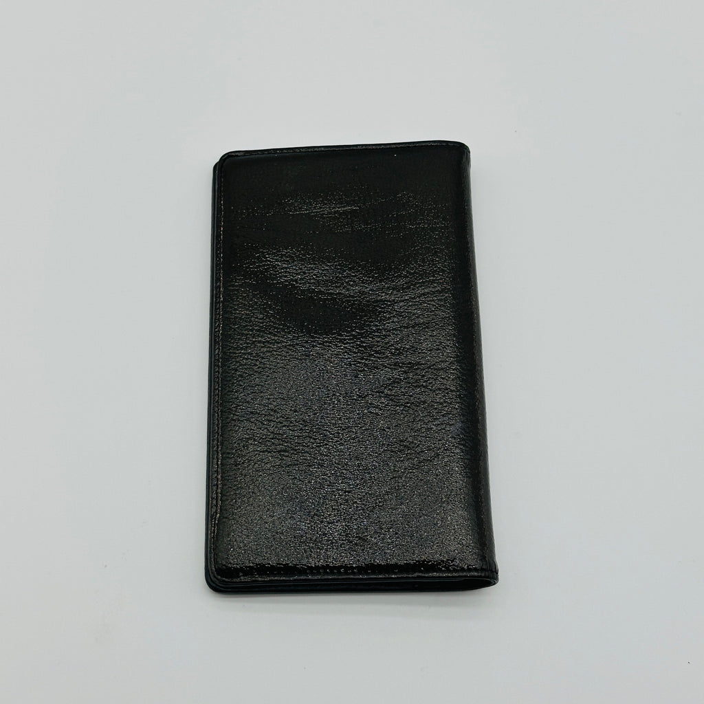 Chanel Patent Leather Coco Mark Long Black Bifold Wallet