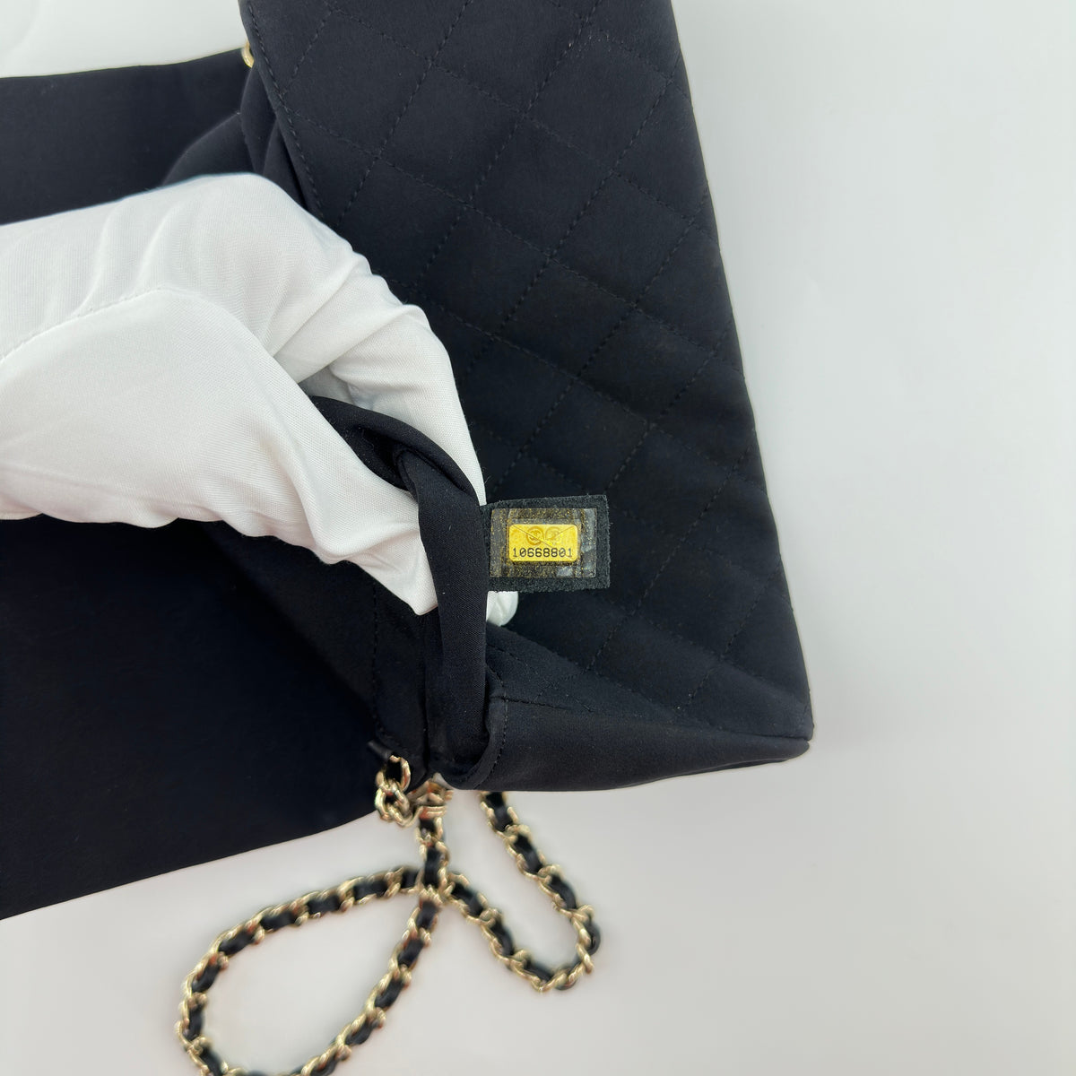 CHANEL Pearl Bijou Black Satin Rhinestone Embellished  Shoulder Bag Evening Bag 10XXXXXX