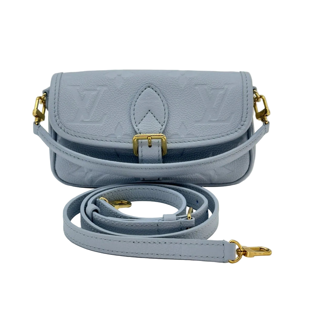 Louis Vuitton Nano Diane Monogram Empreinte Leather Crossbody Bag Blue M83592 RFID