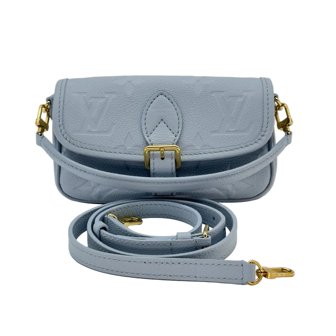 Louis Vuitton Nano Diane Monogram Empreinte Leather Crossbody Bag Blue M83592 RFID
