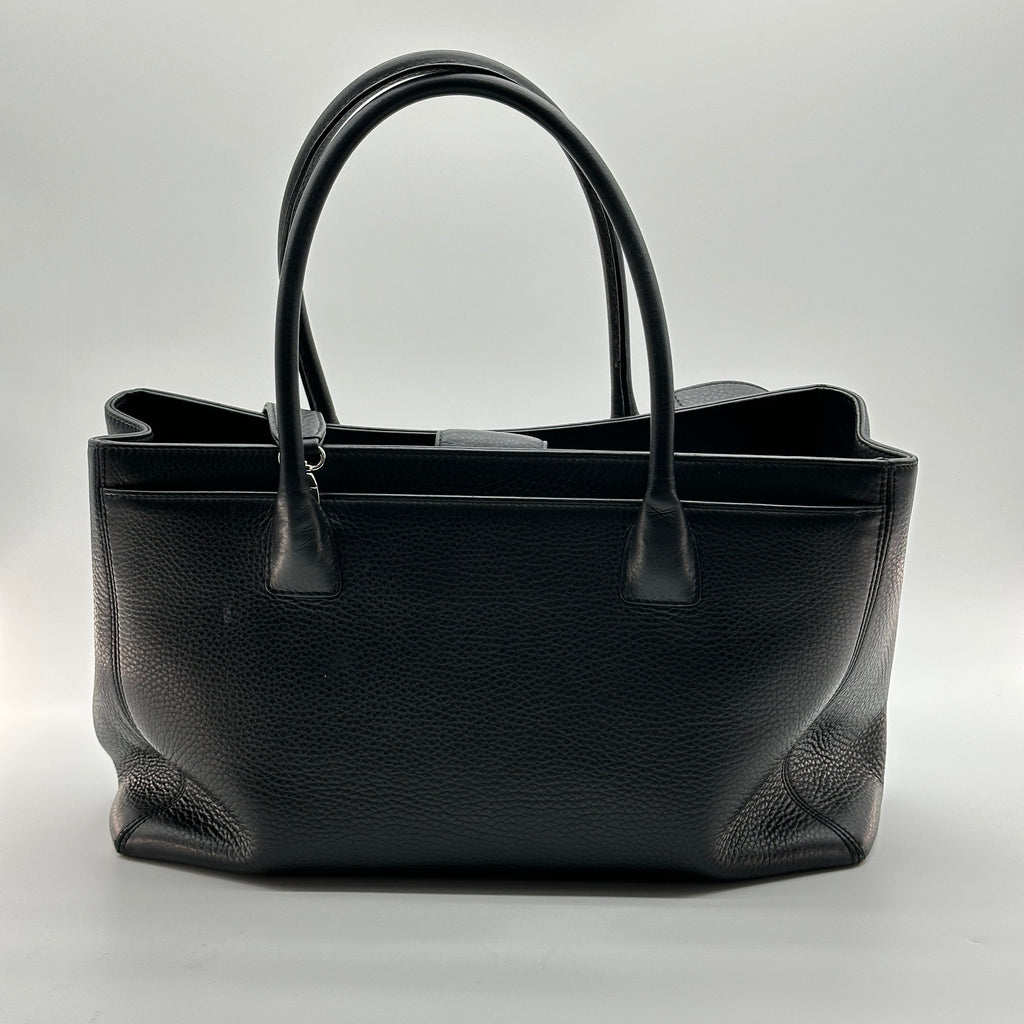 Chanel Executive Leather Black Silver Tote Shoulder Bag