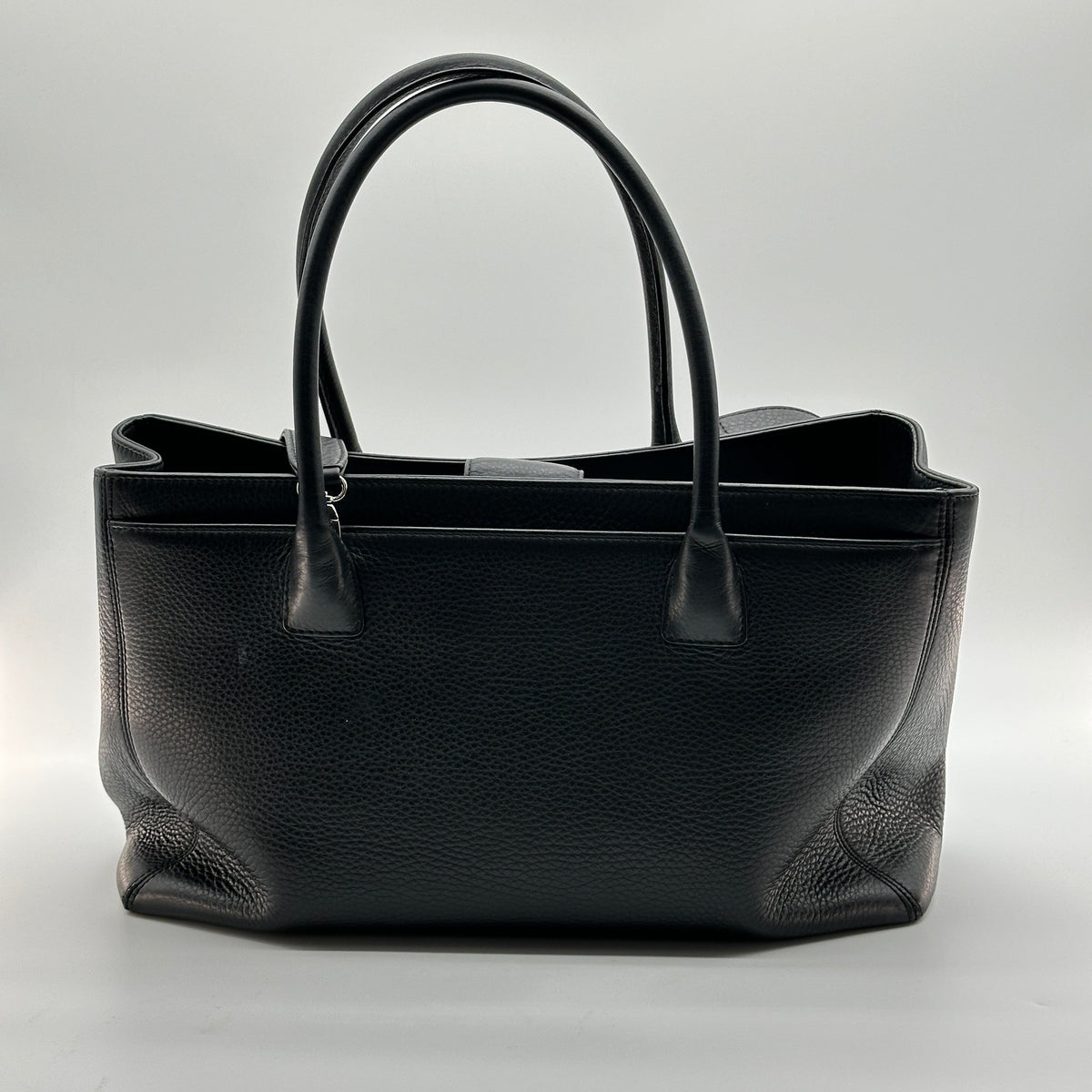 Chanel Executive Leather Black Silver Tote Shoulder Bag