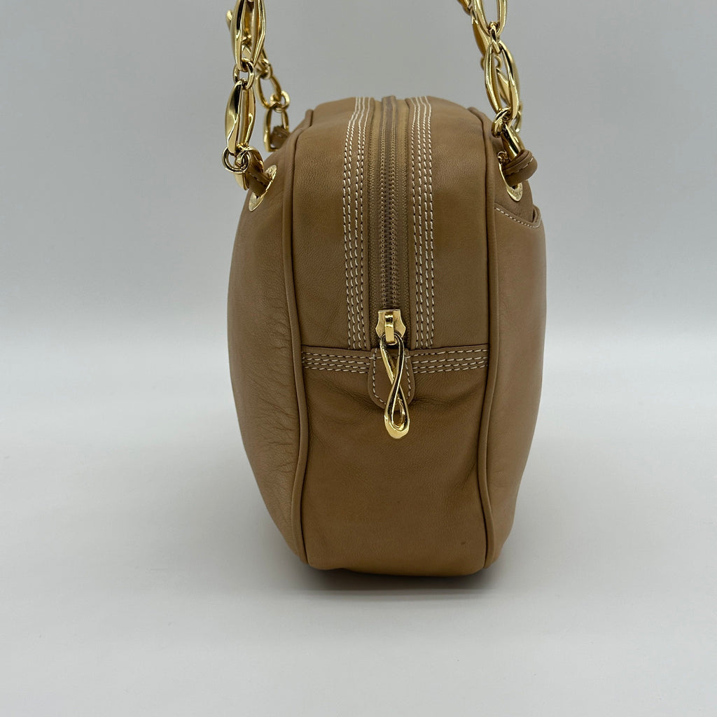 Loewe Anagram Lambskin Beige Chain Shoulder Bag