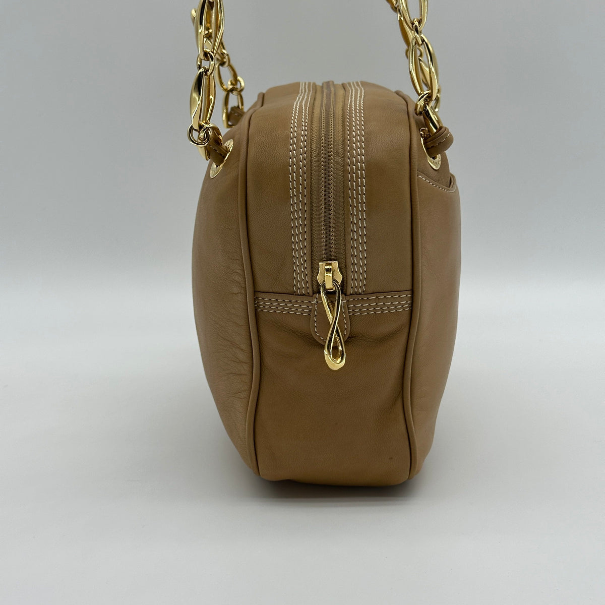 Loewe Anagram Lambskin Beige Chain Shoulder Bag