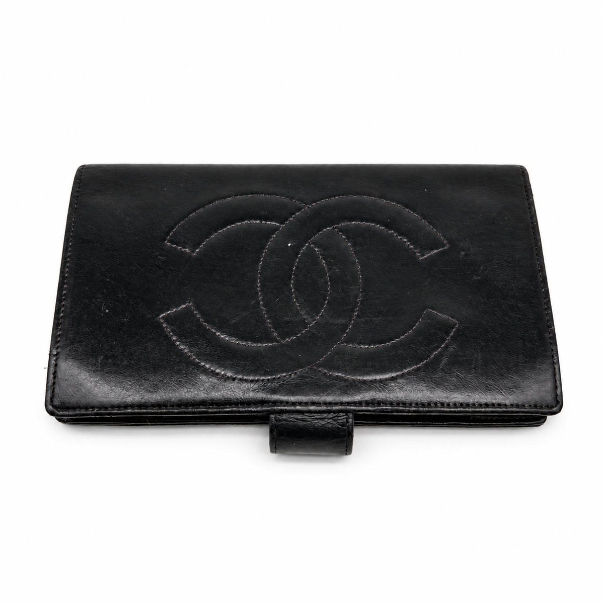 Chanel Leather CC Logo Black Bifold Long Wallet