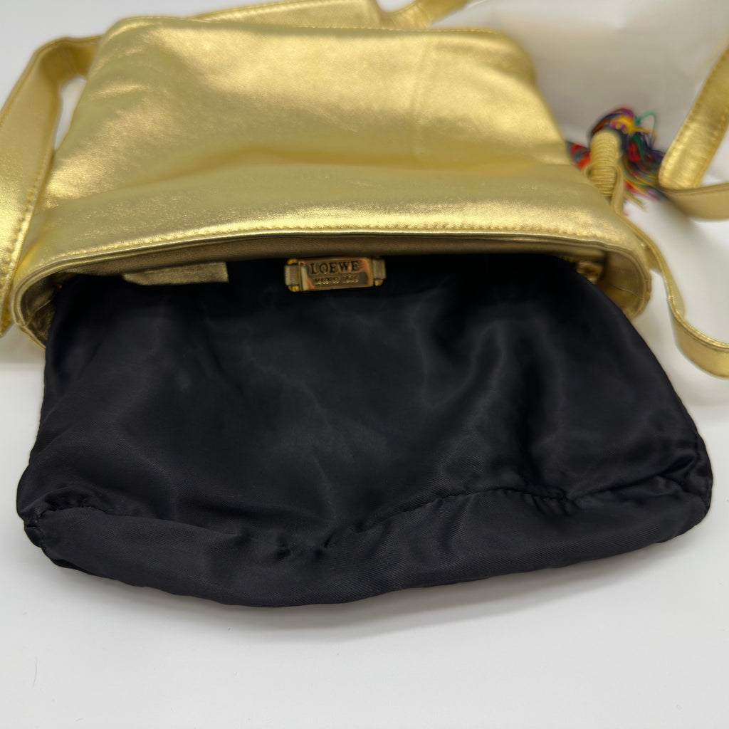 Loewe Nappa Leather Anagram Fringe Gold Shoulder Bag