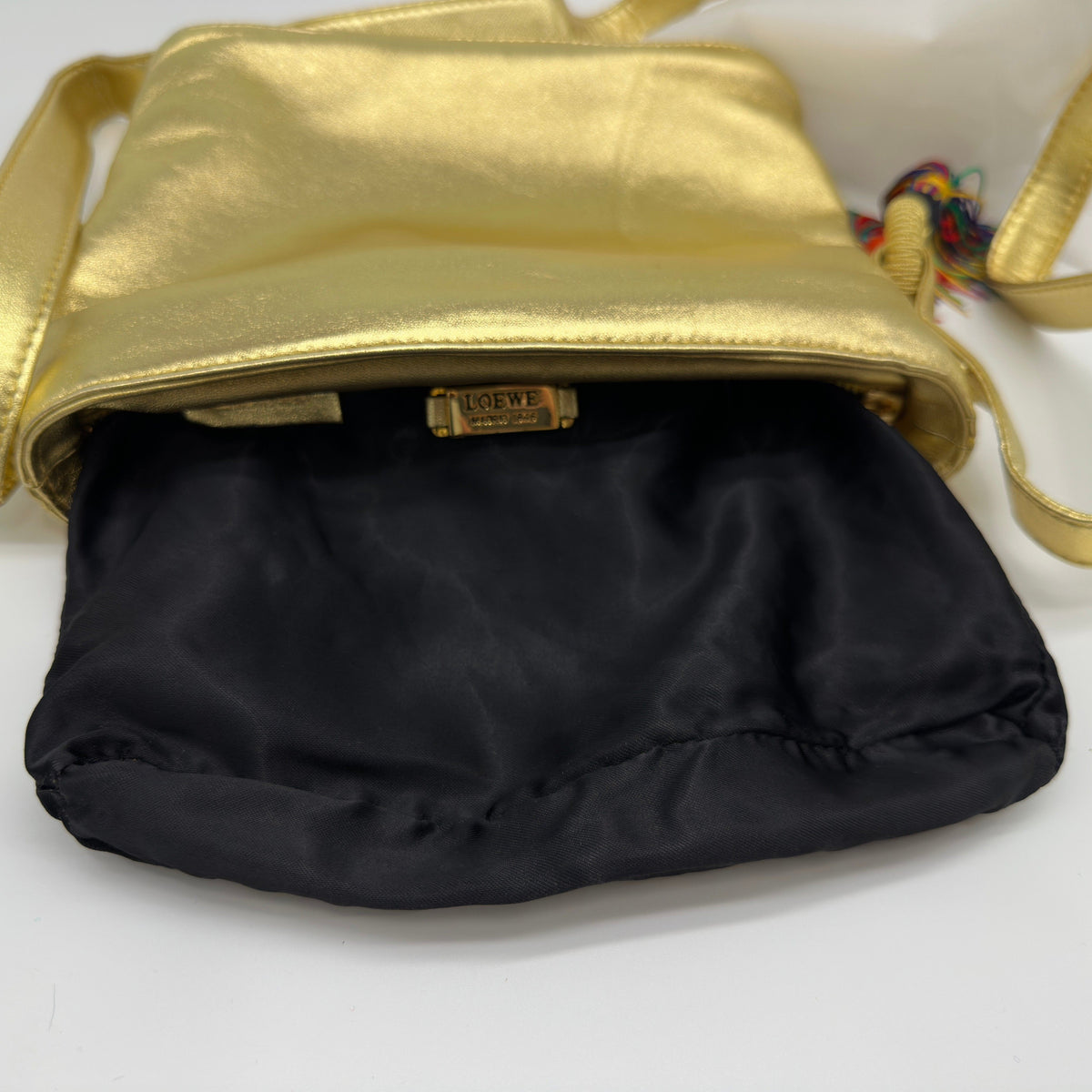 Loewe Nappa Leather Anagram Fringe Gold Shoulder Bag
