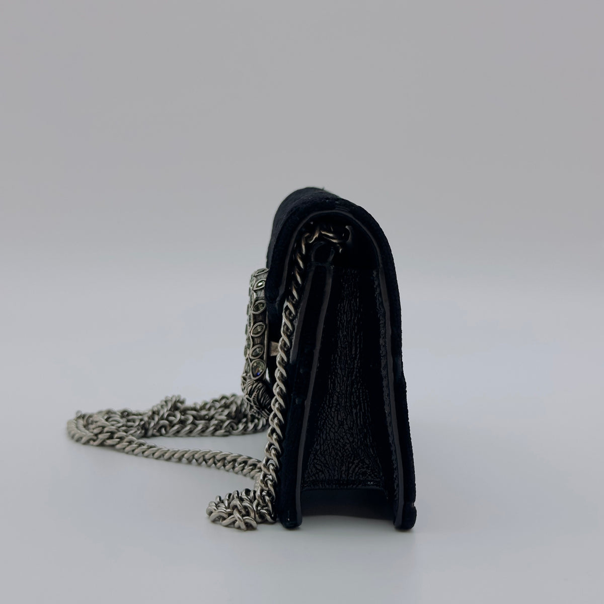 Gucci GG Velvet Dionysus Super Mini Black Chain Shoulder Bag