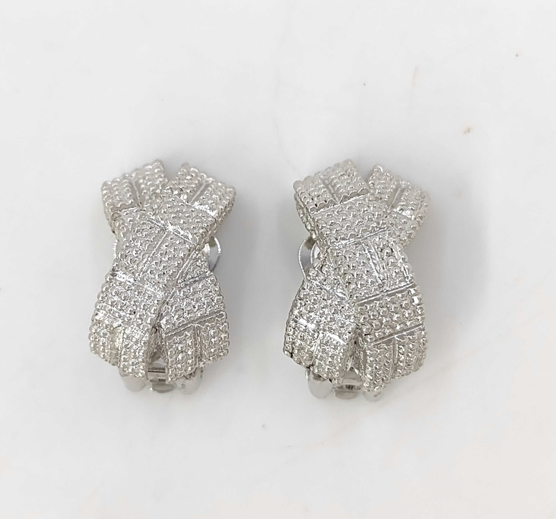 Christian Dior Doppelring-Ohrclips, Vintage-Silberschmuck