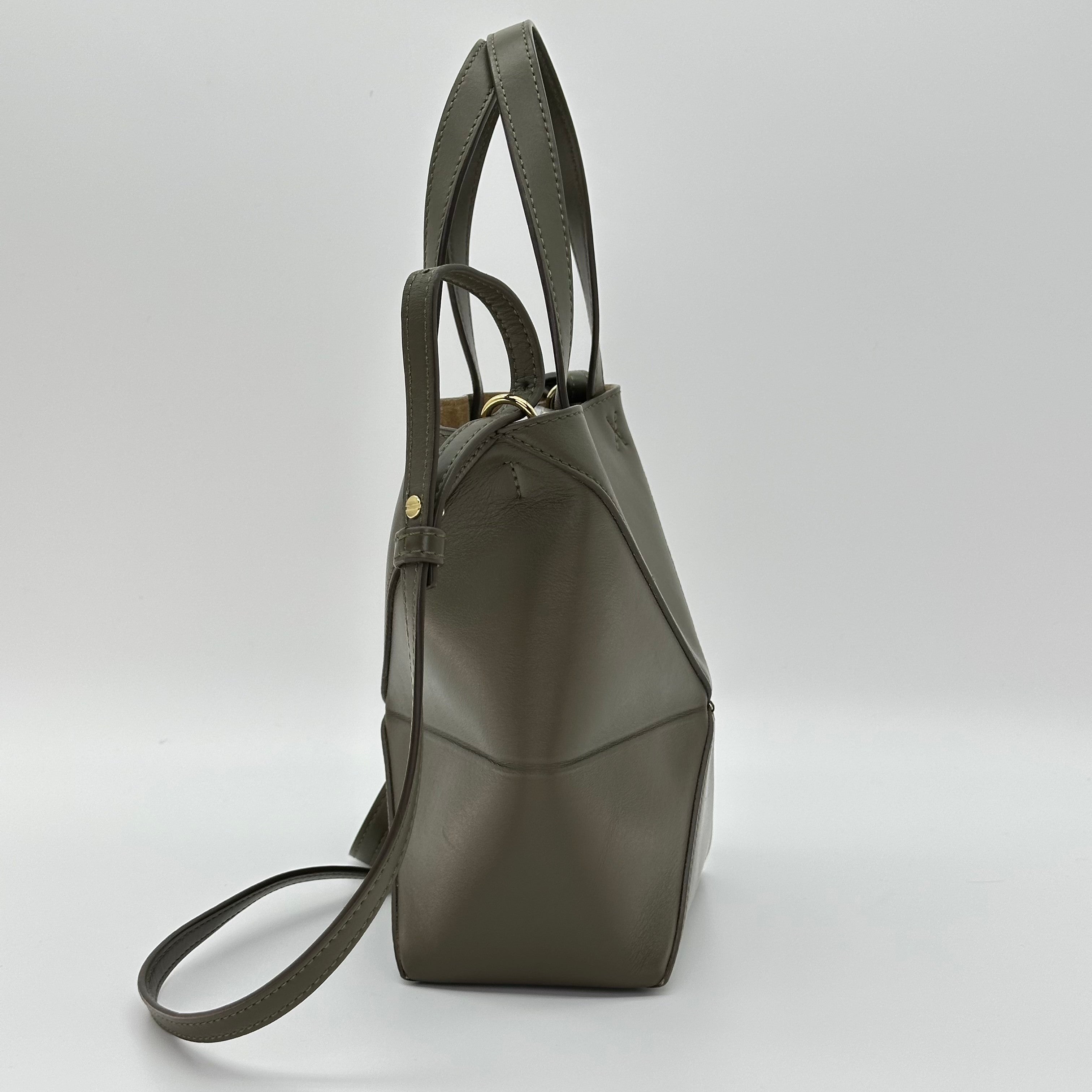 LOEWE Green Mini Leather Puzzle Fold Tote Bag 2WAY