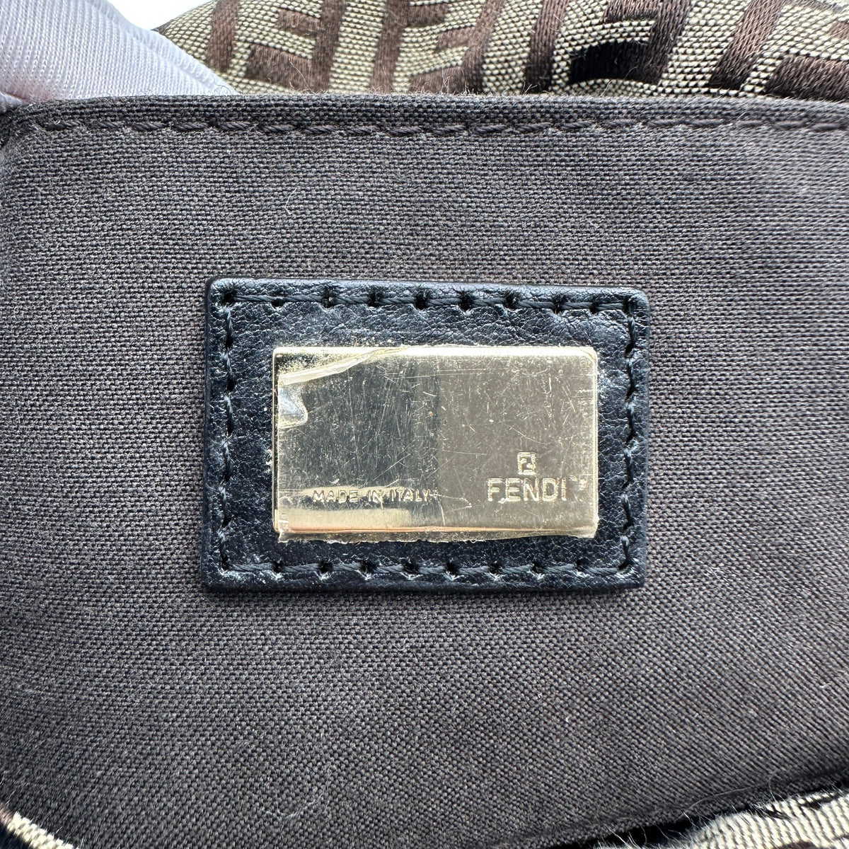 Fendi Zucchino Canvas Mamma Baguette Brown Shoulder Bag