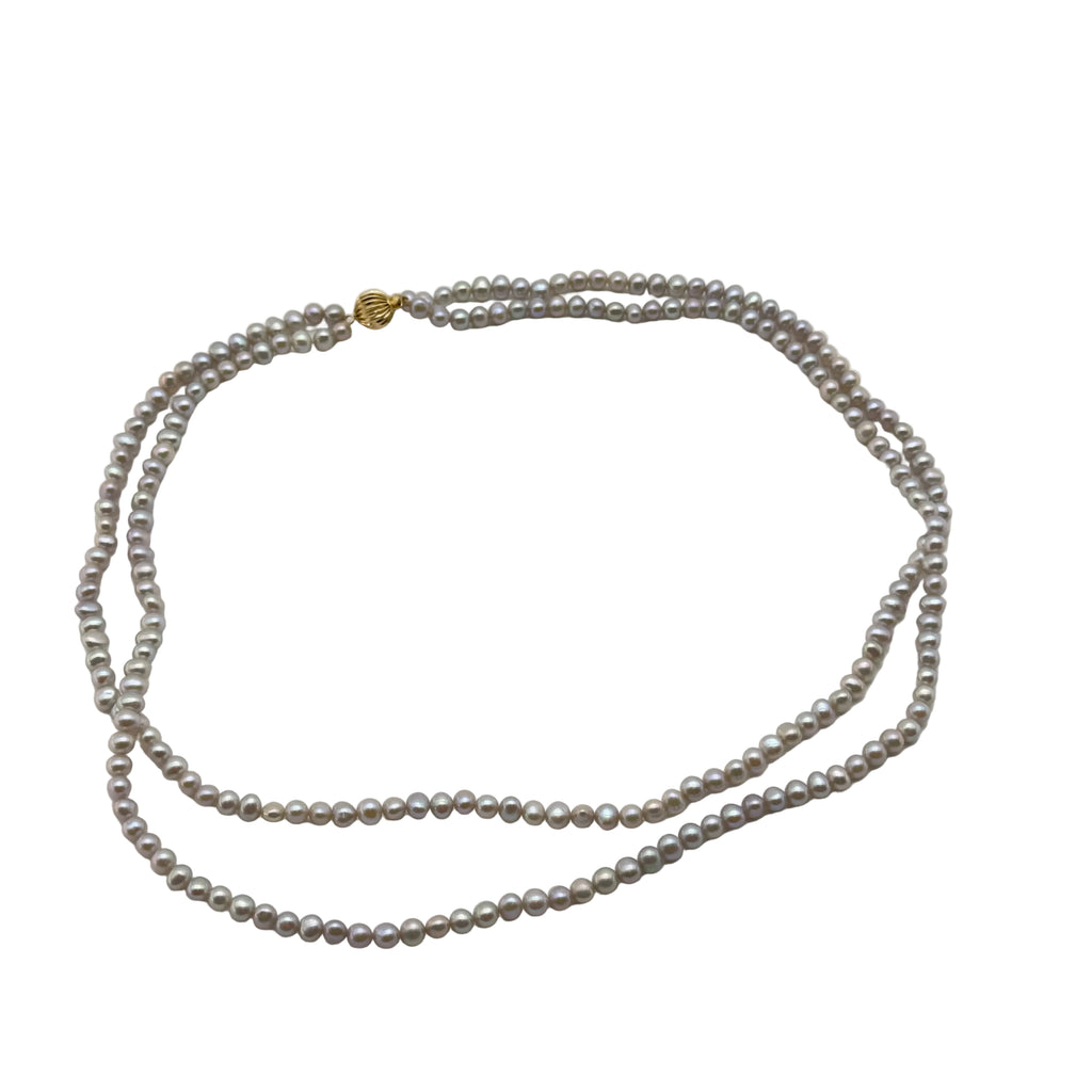 Tasaki Double Strand 5.7mm Freshwater Pearl K14 Gold Necklace