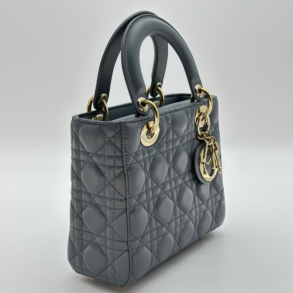 Christian Dior Lambskin Small My ABCDior Lady Dior Grey