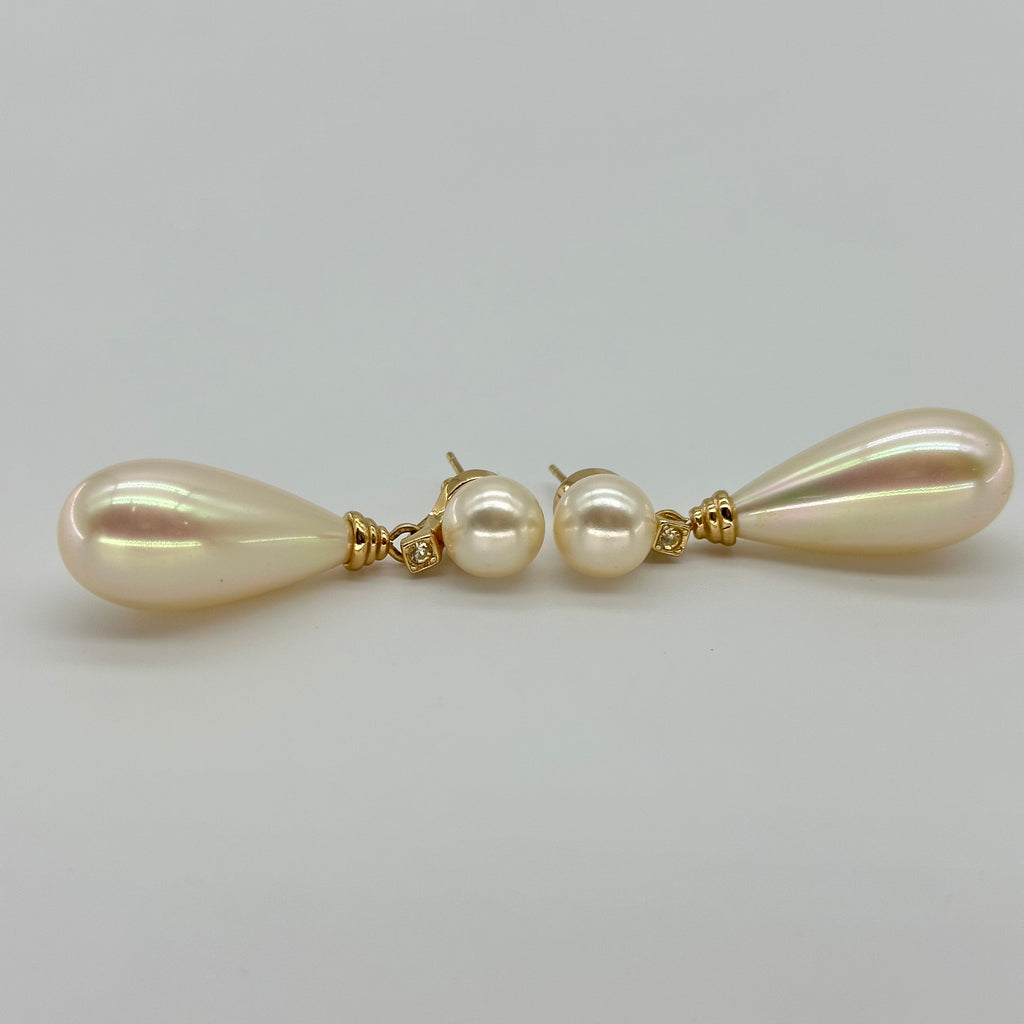 Christian Dior J‘adore Perfume Bottle Inspired Pearl Drop Earrings Vintage Jewelry