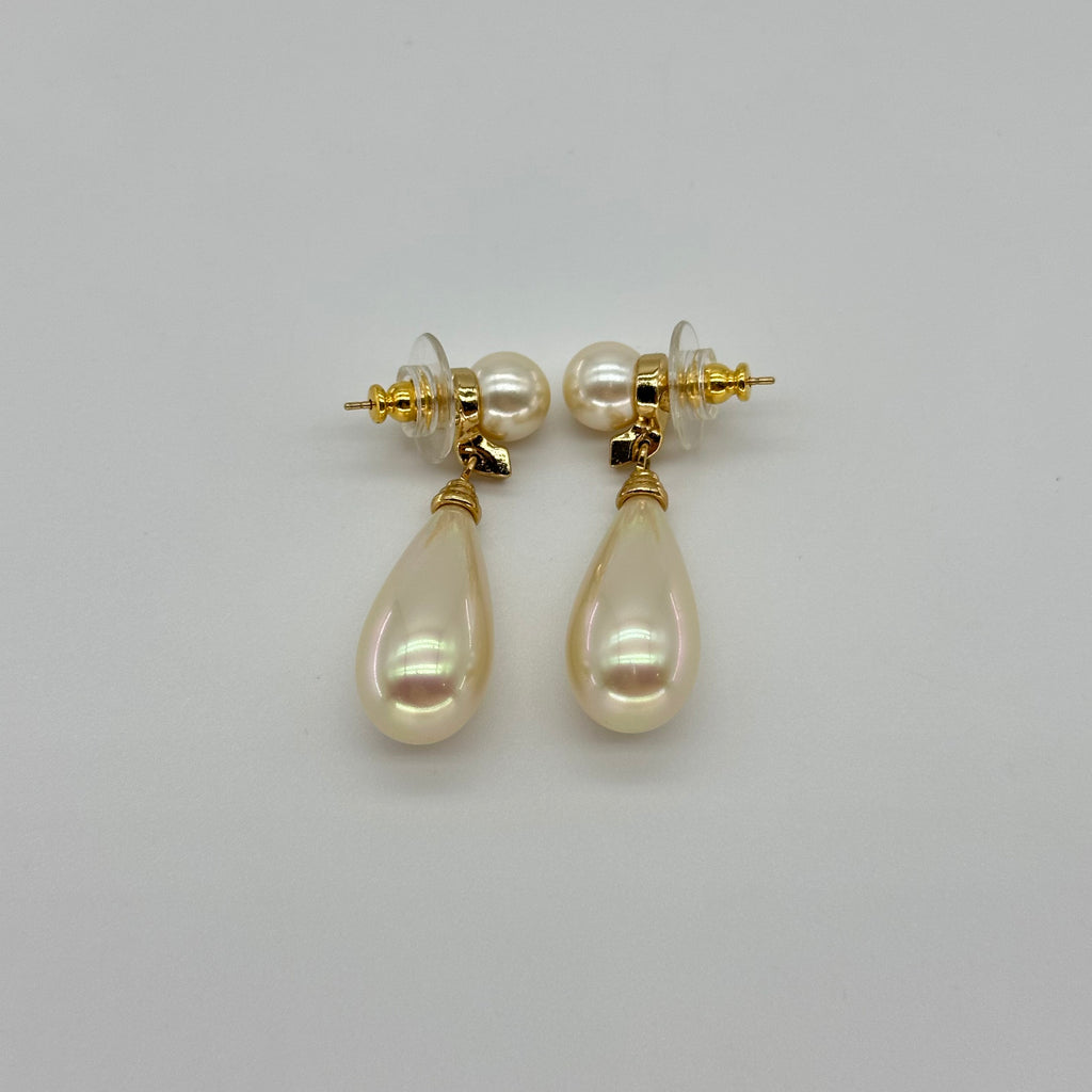 Christian Dior J‘adore Perfume Bottle Inspired Pearl Drop Earrings Vintage Jewelry