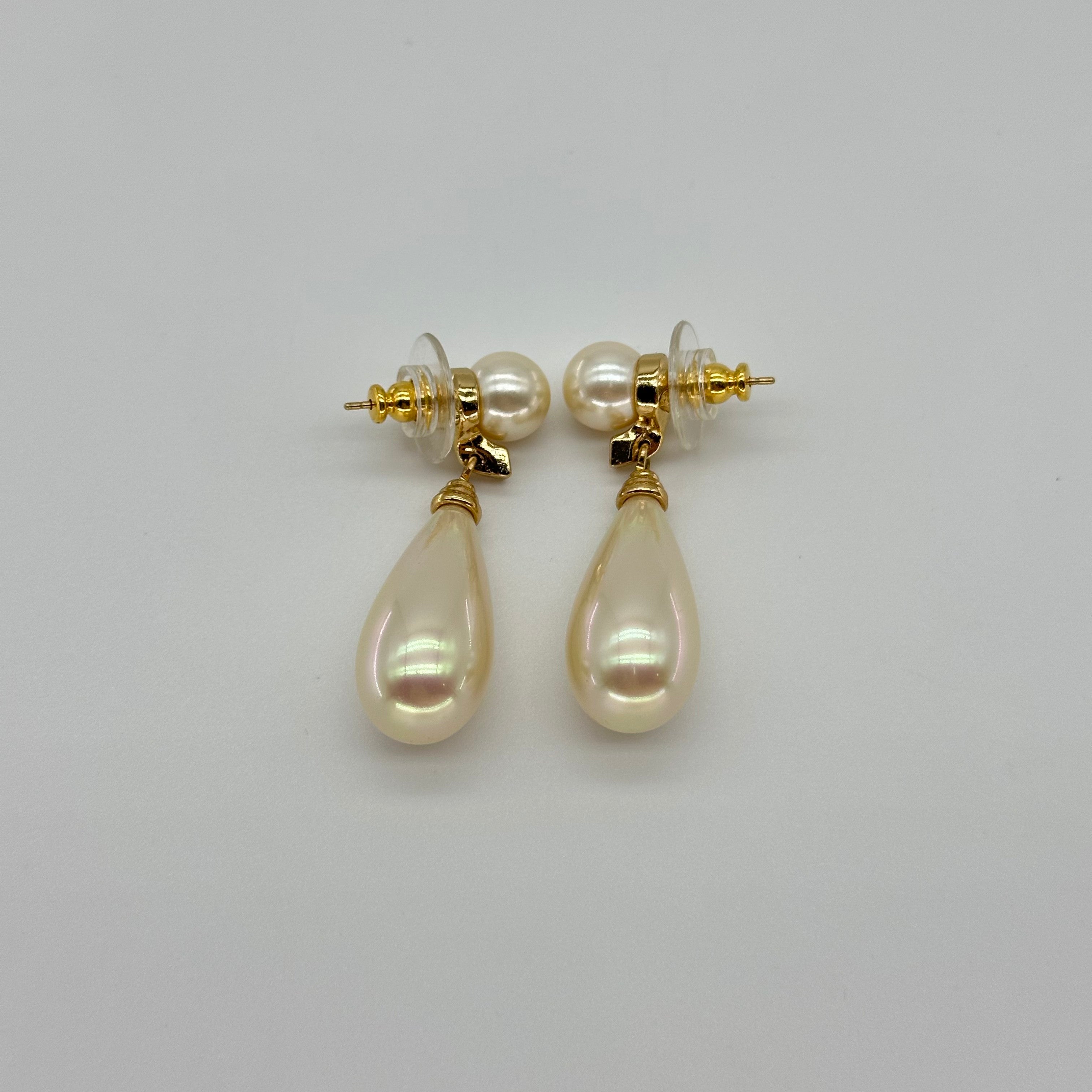 Christian Dior J‘adore Perfume Bottle Inspired Pearl Drop Earrings Vintage Jewelry