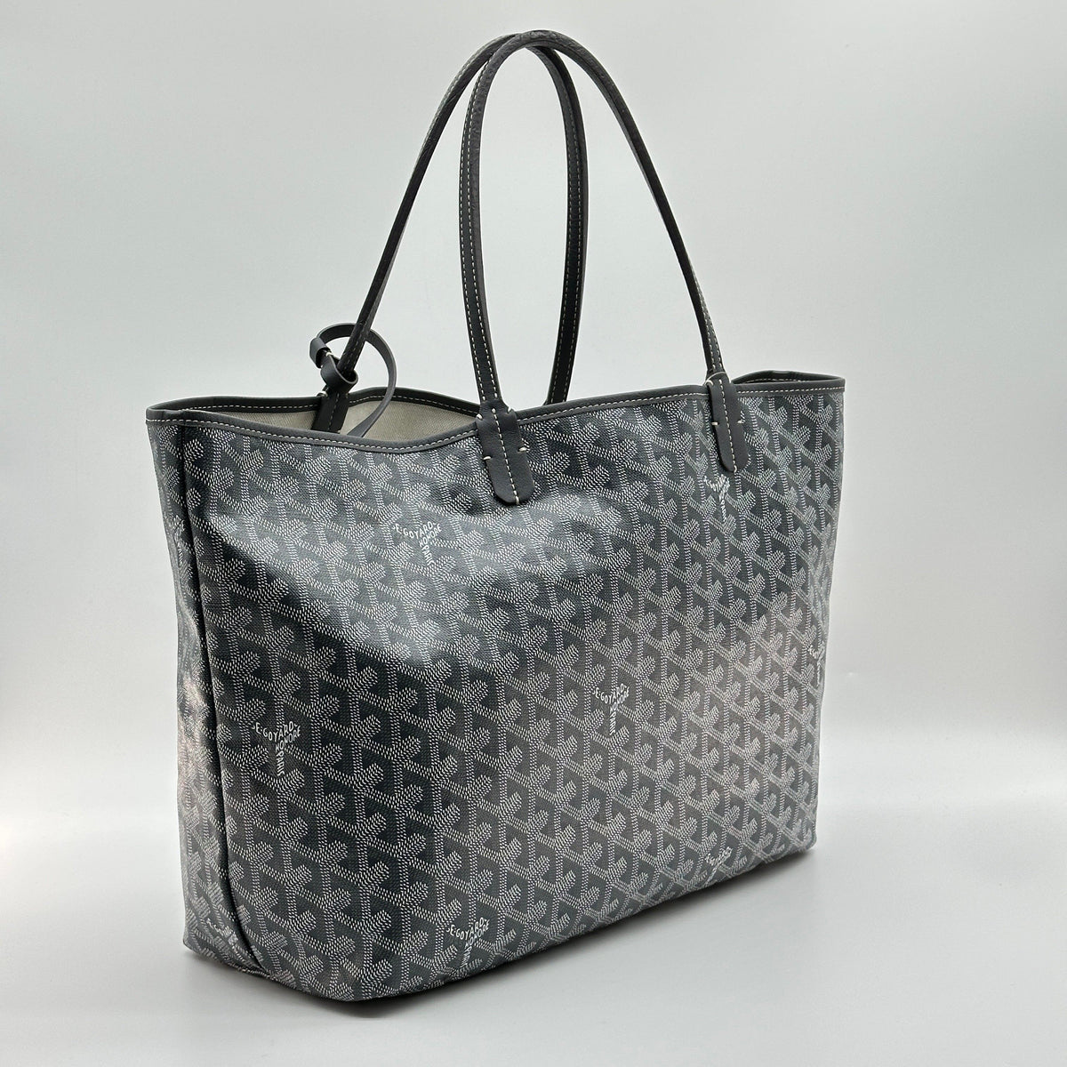 Goyard PVC Leather Saint Louis PM Grey Tote Bag