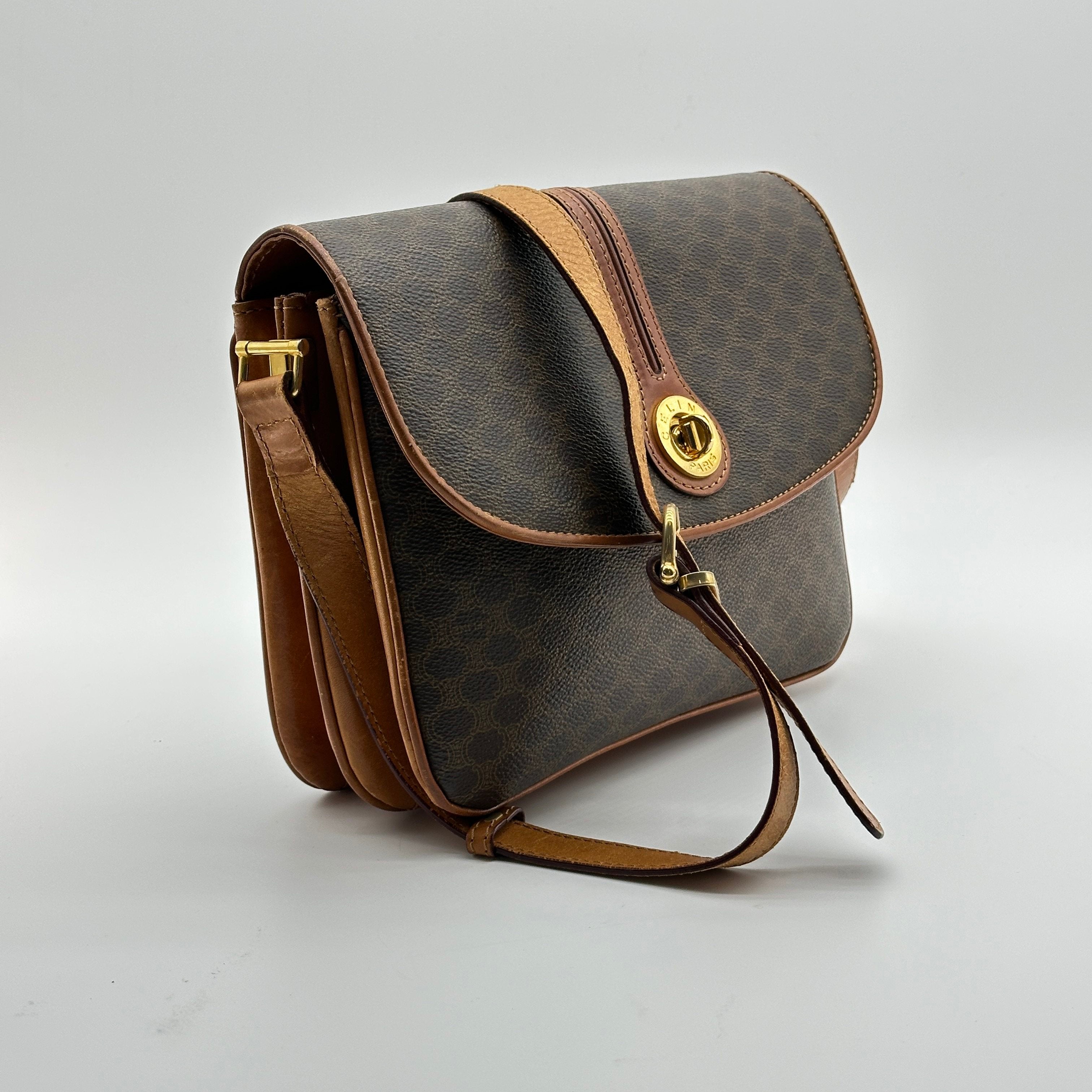vintage celine starball brown macadam triomphe shoulder bag