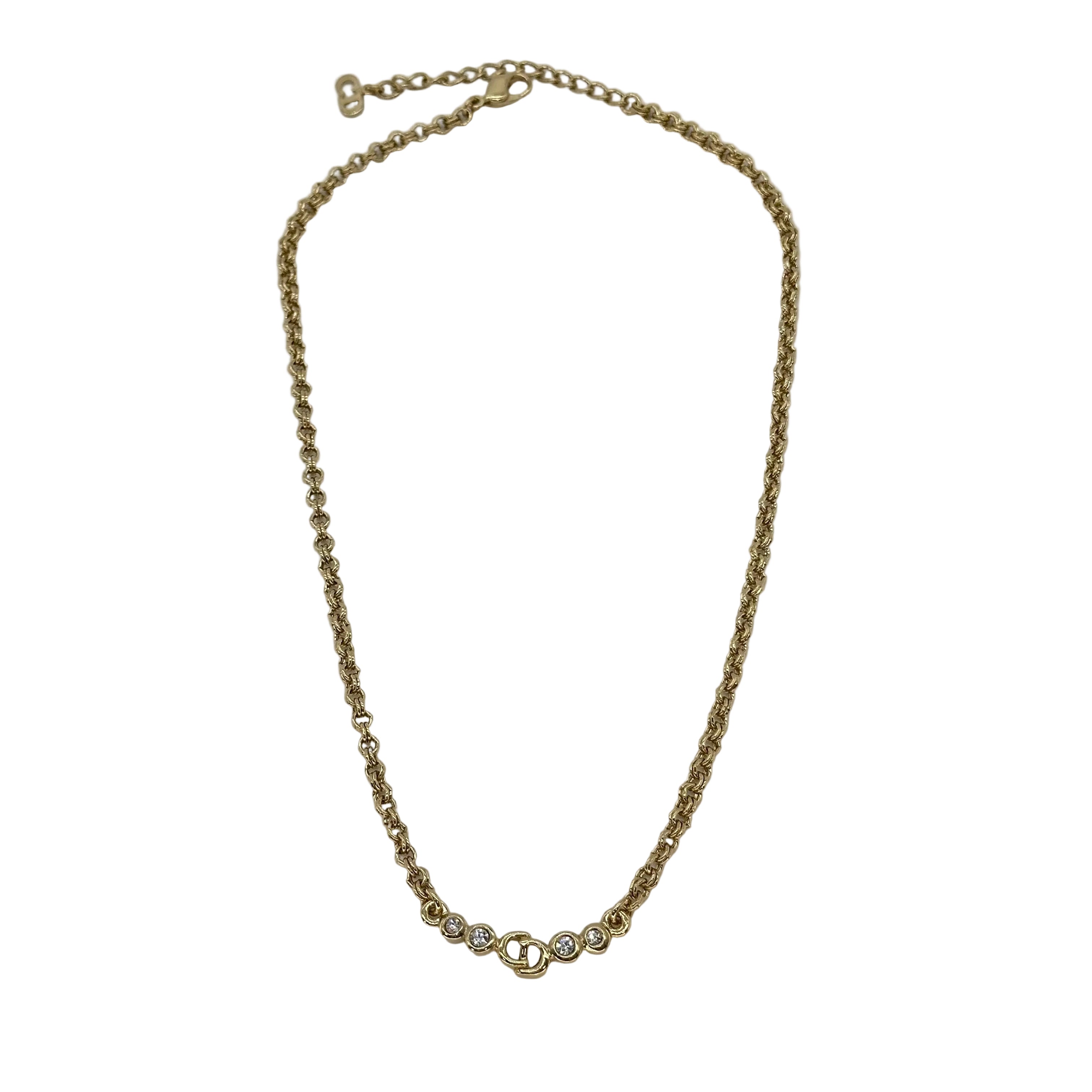 Christian Dior Logo Stone Necklace