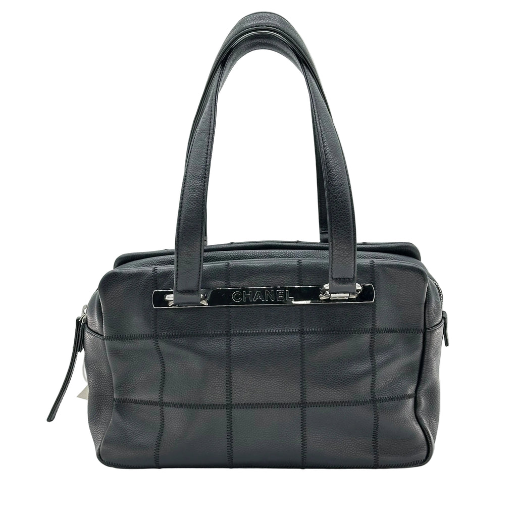Chanel Caviar Skin Choco Bar Mini Boston Bag Black Vintage 9 Series