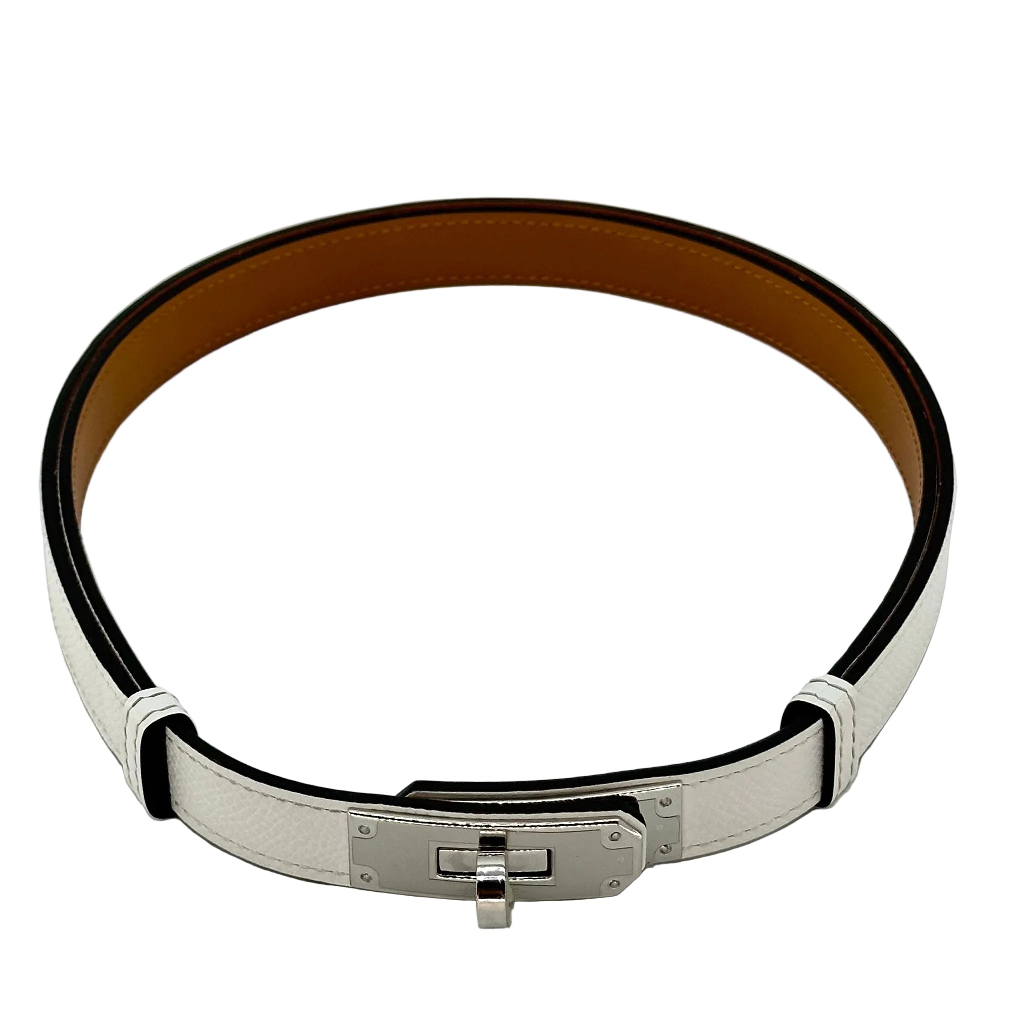 Hermès Hermes Kelly 18 White Belt with Silver Hardware U Stamp (2022) Epson