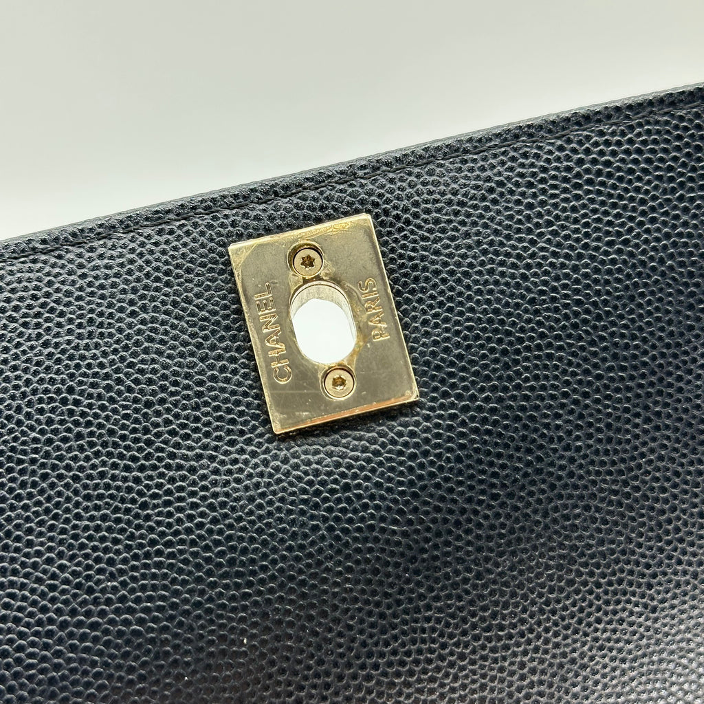 CHANEL Matelassé Coco Handle XXS Caviar Skin Black GD Hardware Handbag