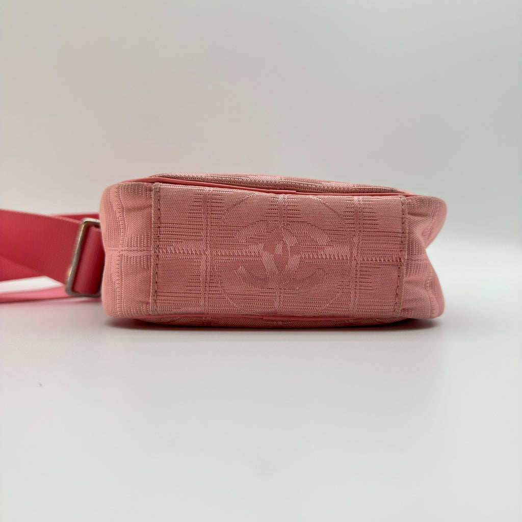Chanel New Travel Line Jacquard Nylon Pink Crossbody Bag
