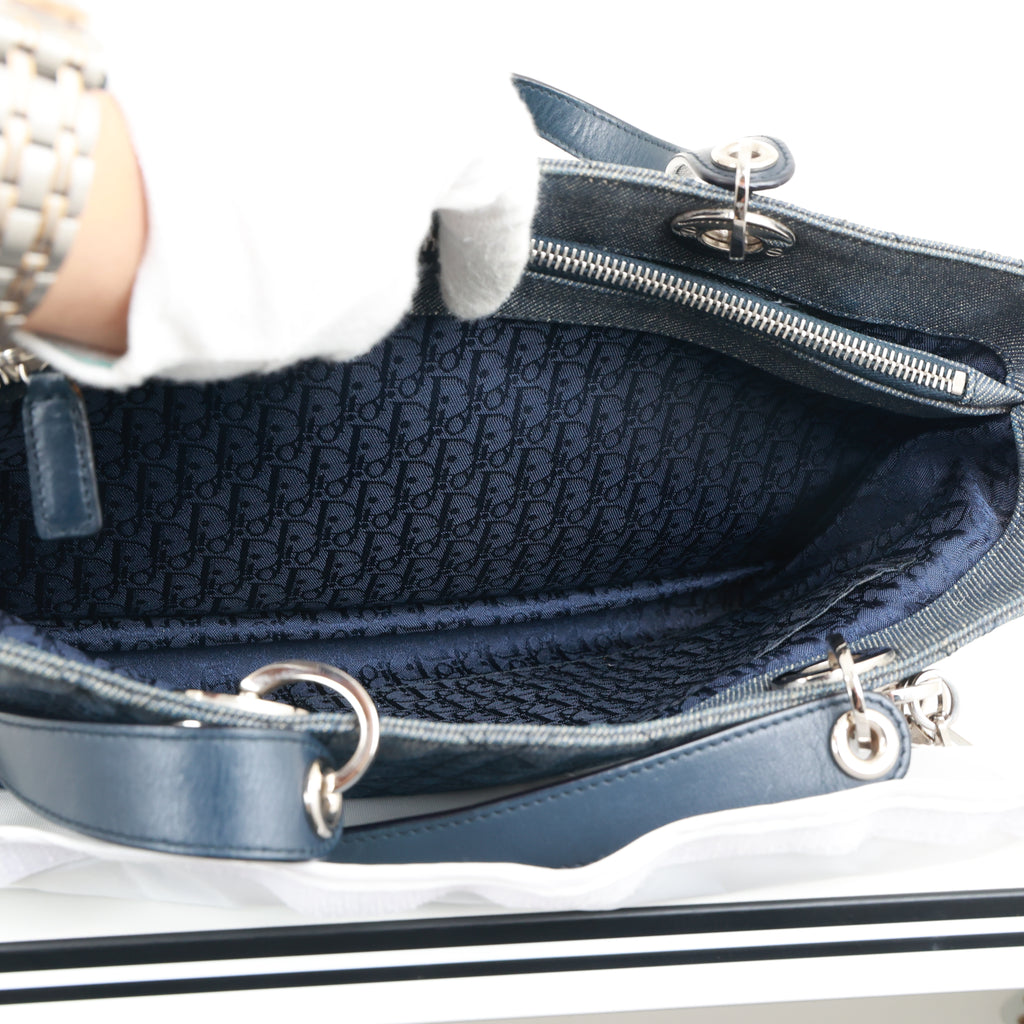 Christian Dior Denim Cannage Tote Bag Shoulder Bag