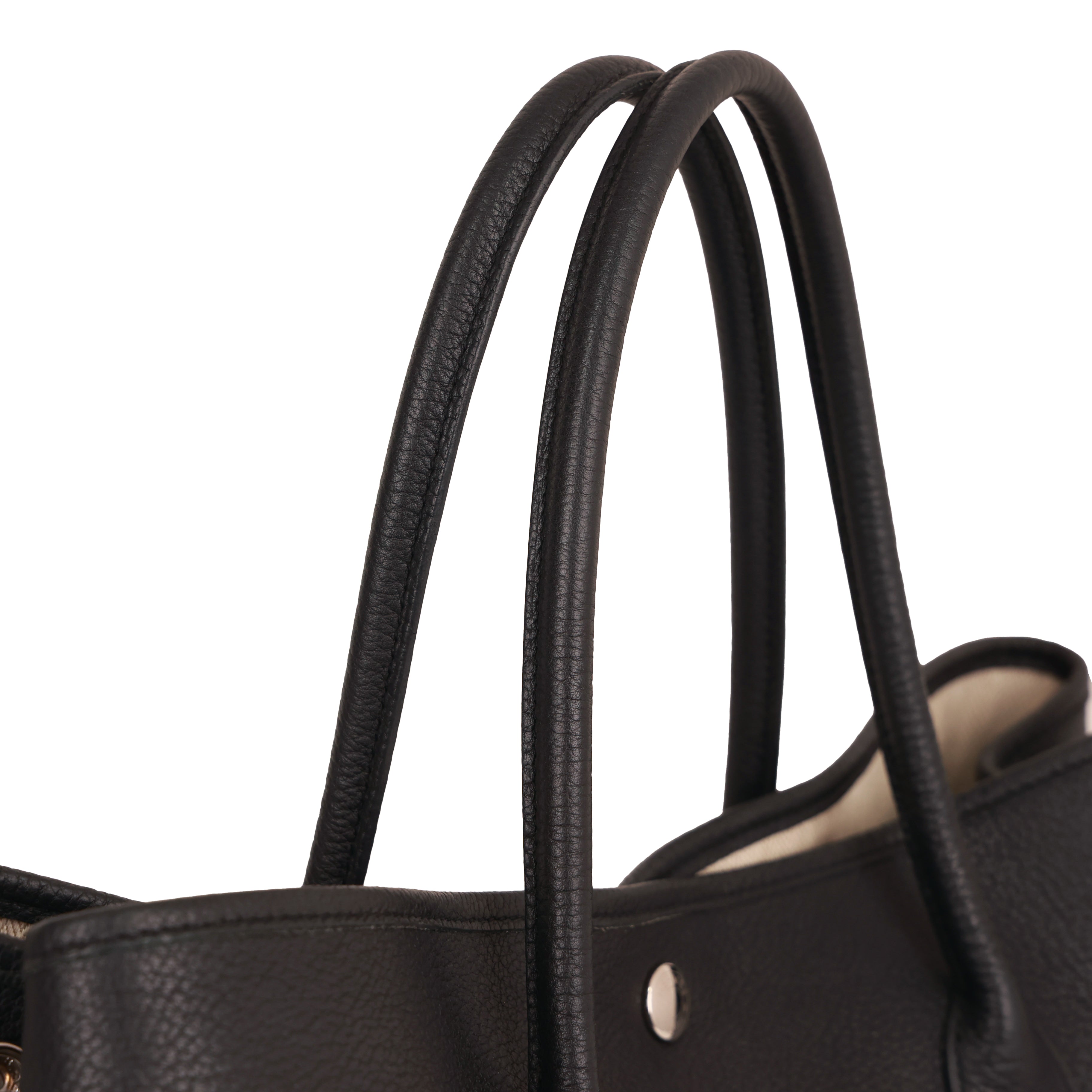 Hermes Garden Party 36 PM Black Canvas Tote Bag □O Stamp Restored Color Touch Up
