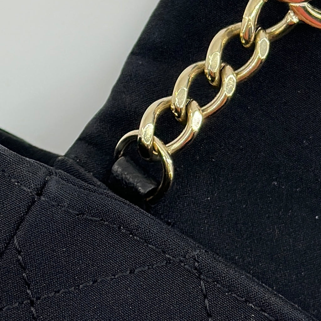 CHANEL Pearl Bijou Black Satin Rhinestone Embellished  Shoulder Bag Evening Bag 10XXXXXX