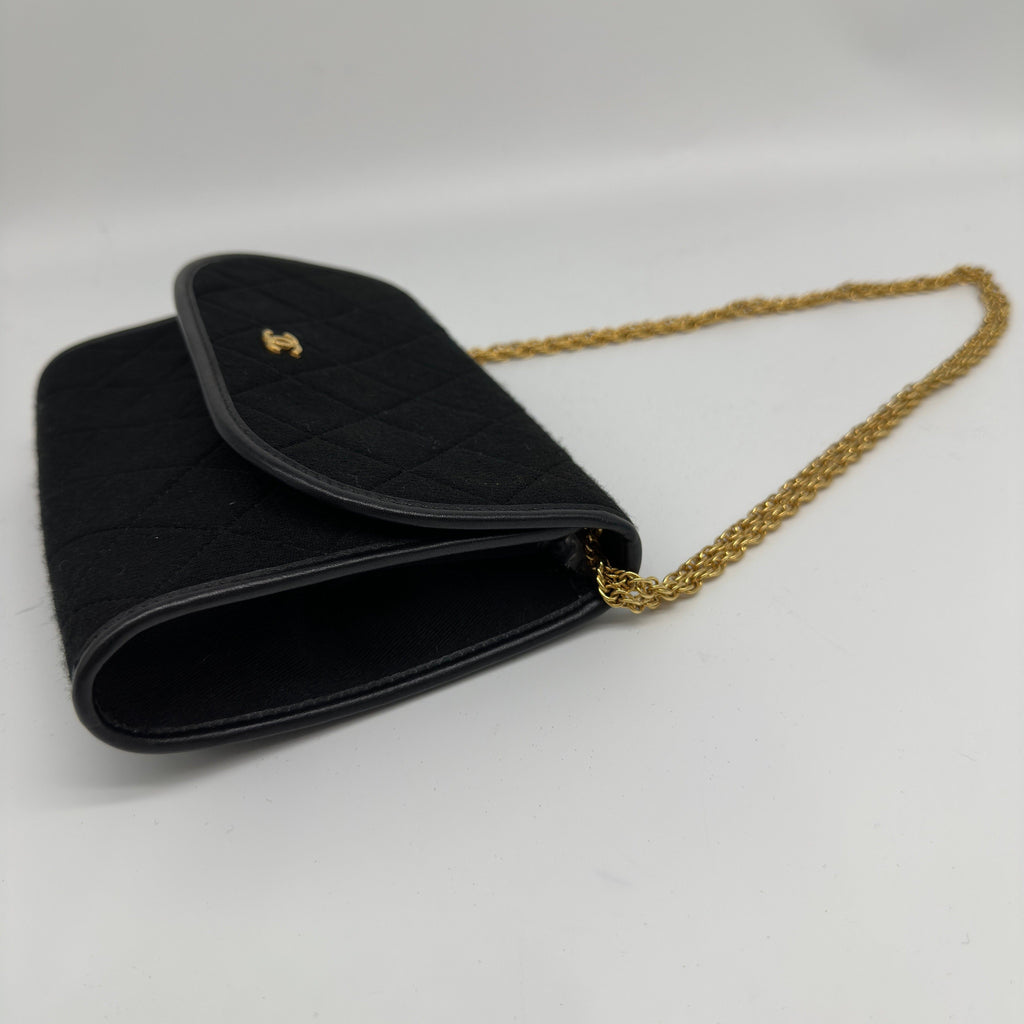 Chanel Coco Mark Black Fabric Chain Shoulder Bag