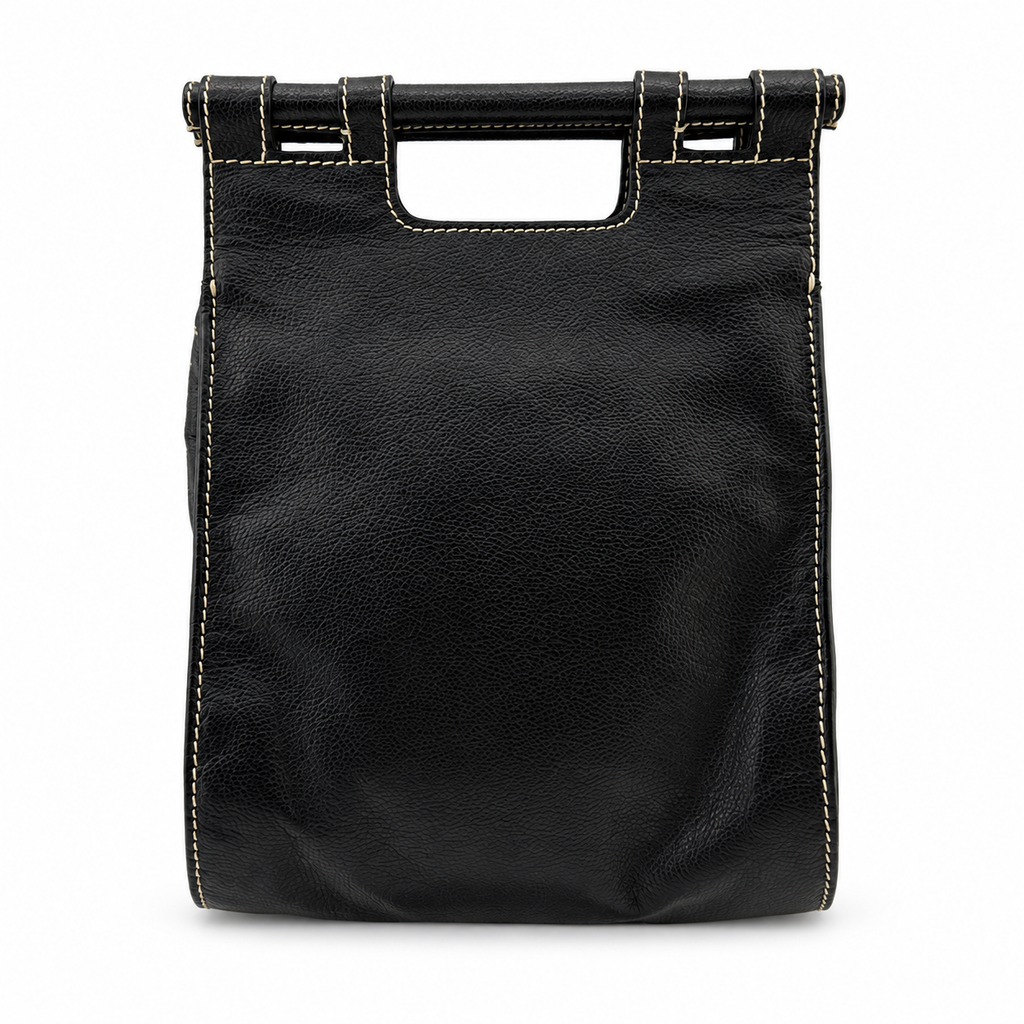 LOEWE Vintage Shoulder Bag Dual Exterior Pockets Gold Hardware