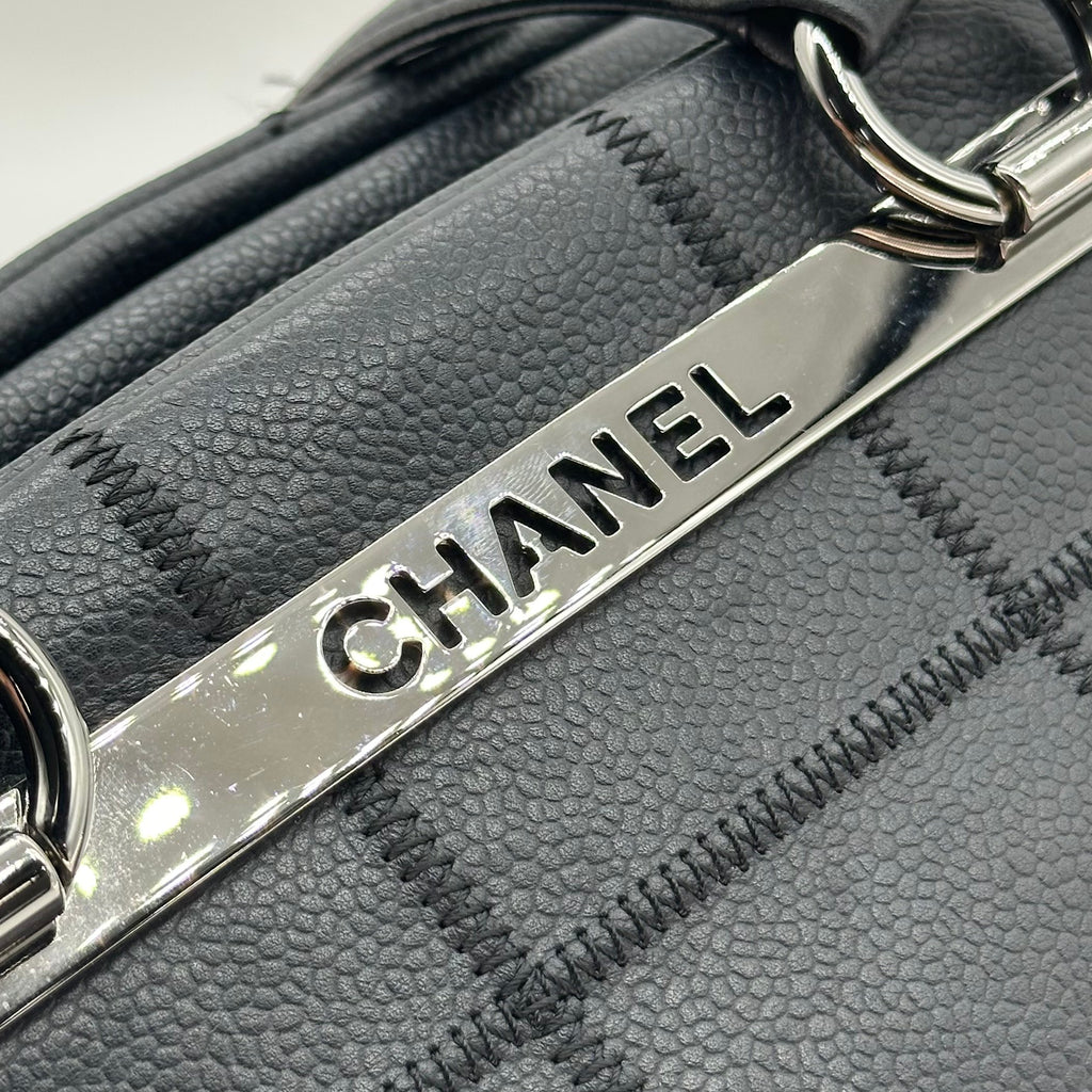 Chanel Caviar Skin Choco Bar Mini Boston Bag Black Vintage 9 Series