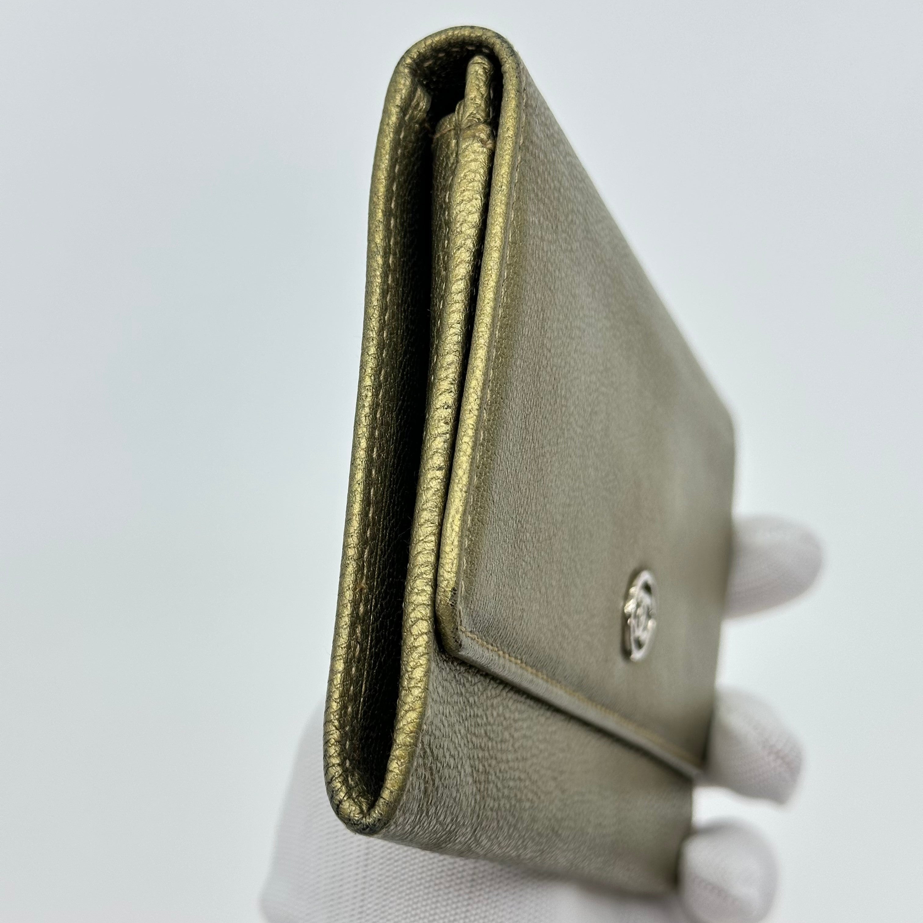 Chanel Bi Fold Wallet Coco Mark Leather Coco Button Vintage Serial Not Available