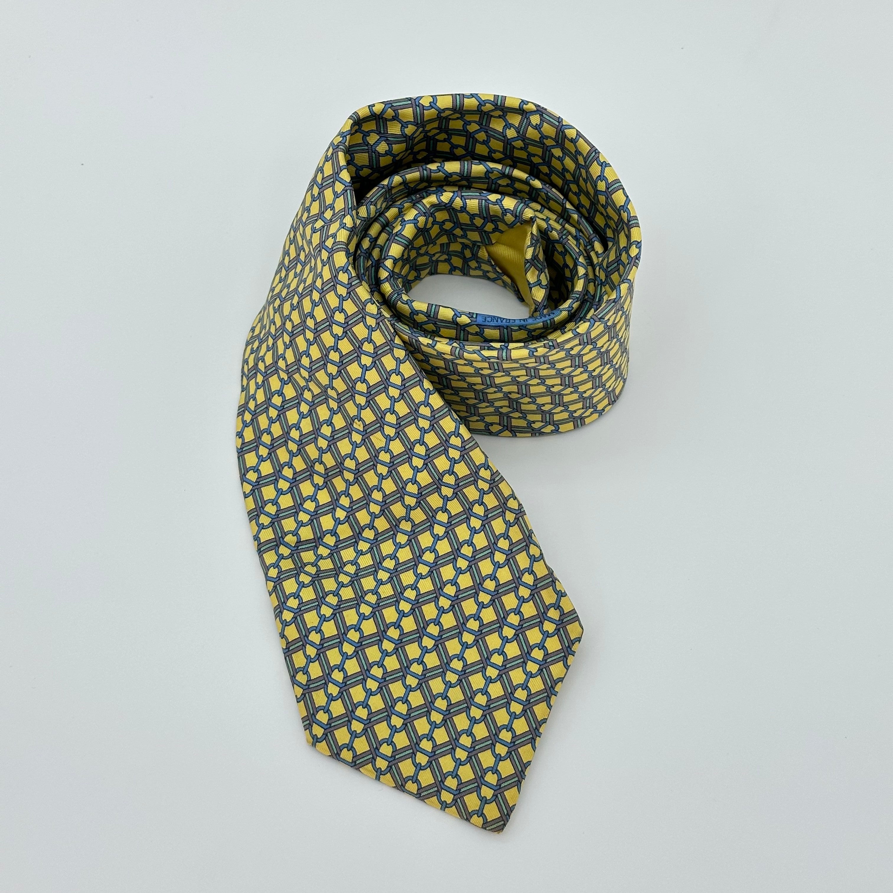 Hermes Motif Silk Tie Vintage Necktie 100%Silk