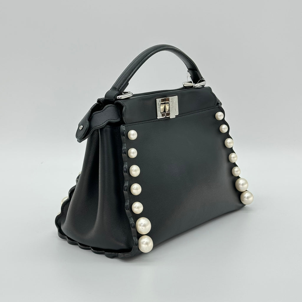 FENDI Peekaboo Handbag Shoulder Bag 2WAY Pearl