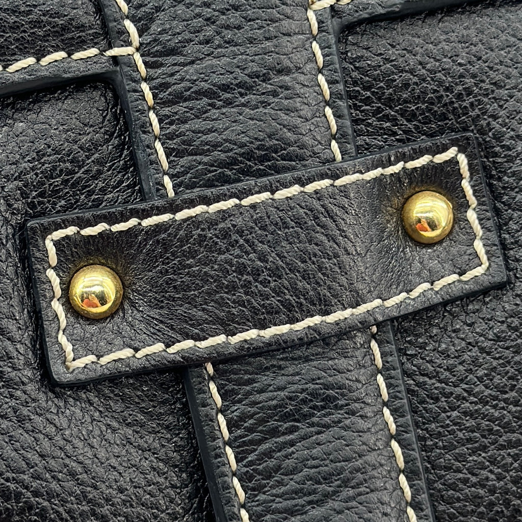 LOEWE Vintage Shoulder Bag Dual Exterior Pockets Gold Hardware