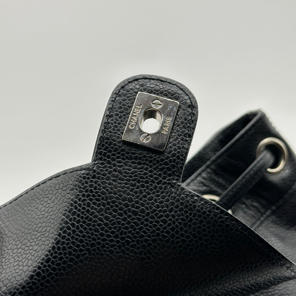 chanel caviar cc backpack black caviar leather