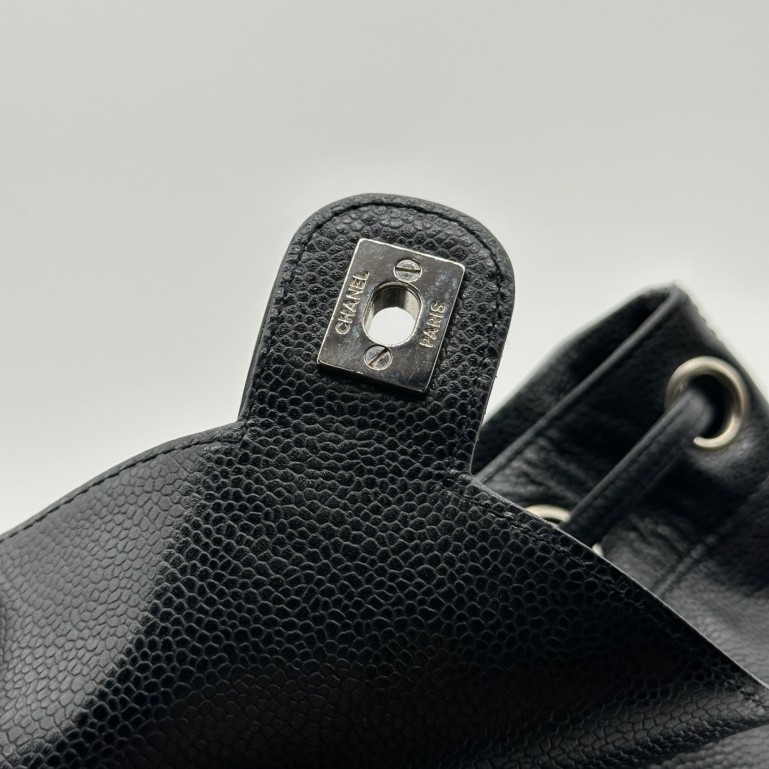chanel caviar cc backpack black caviar leather