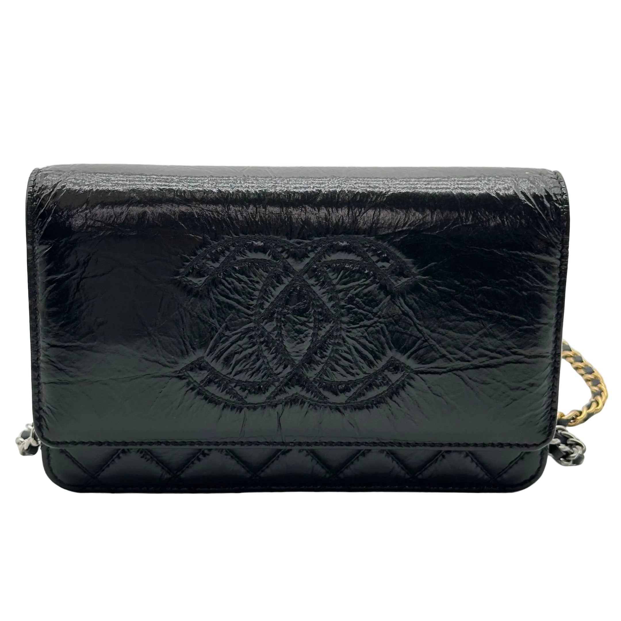 Chanel  CC WOC Patent leather Wallet On Chain Crossbody Bag Black
