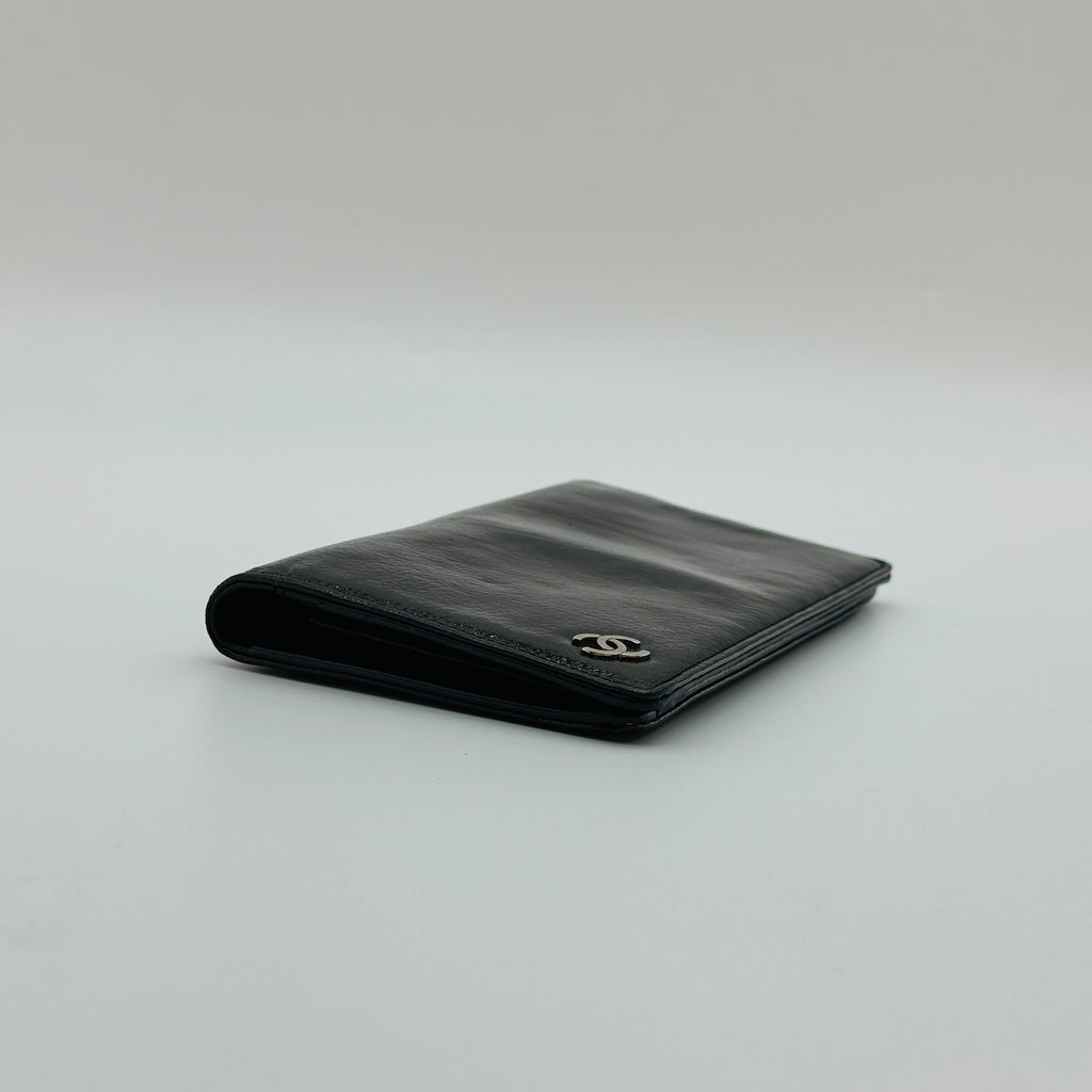 Chanel Patent Leather Coco Mark Long Black Bifold Wallet