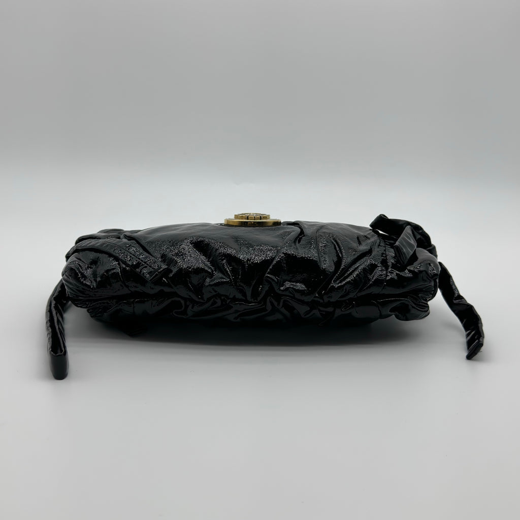 Gucci Black Patent Leather Hysteria Clutch