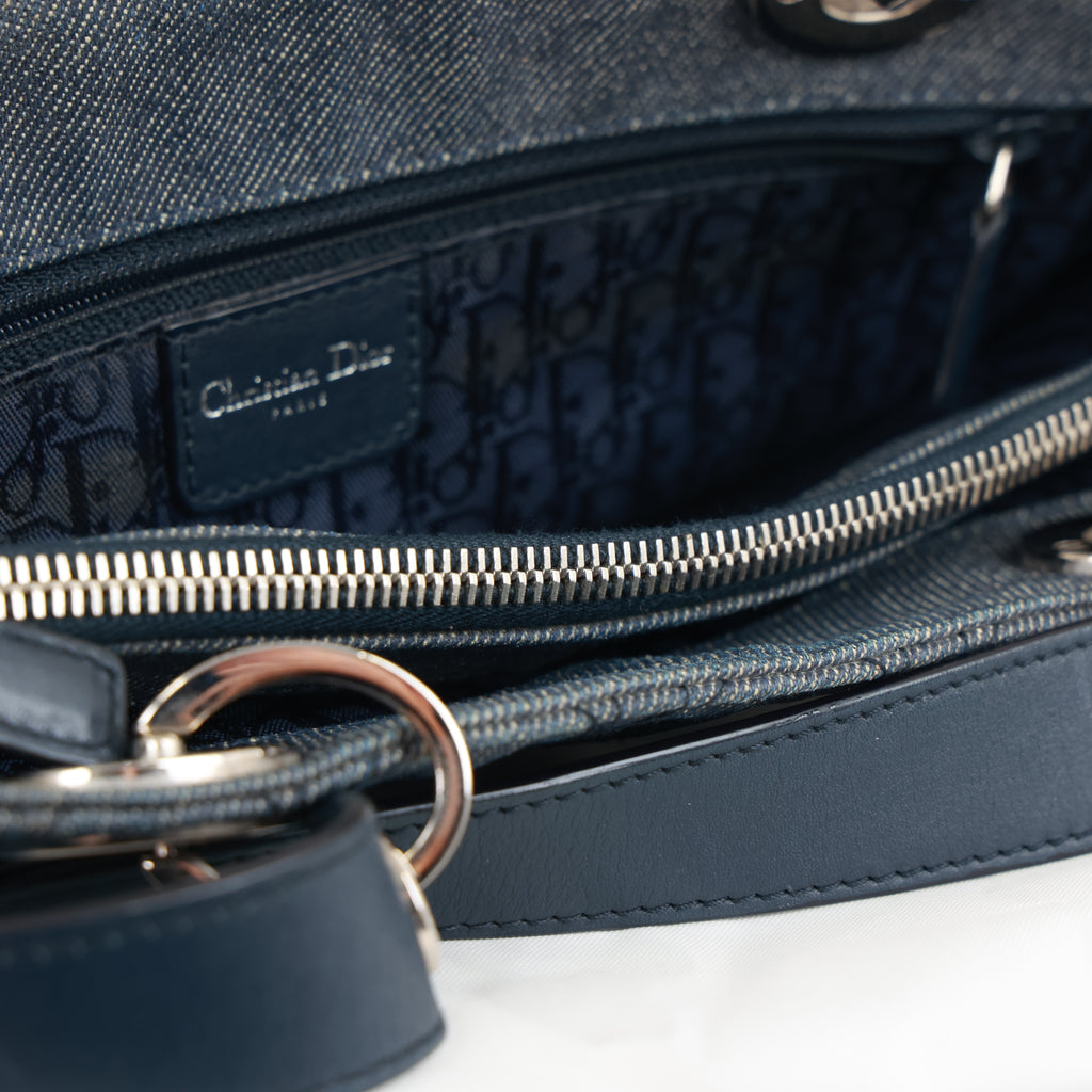 Christian Dior Denim Cannage Tote Bag Shoulder Bag