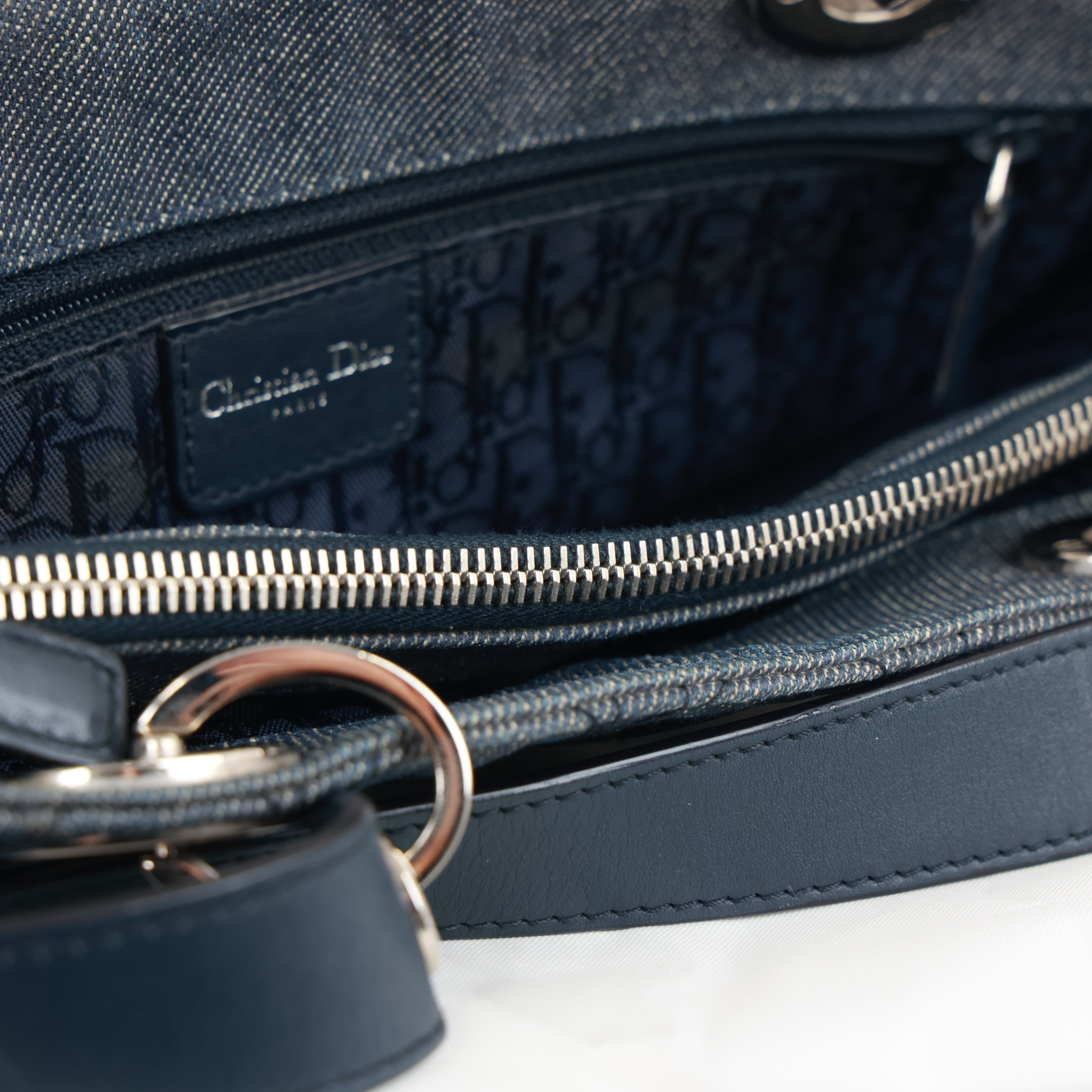 Christian Dior Denim Cannage Tote Bag Shoulder Bag